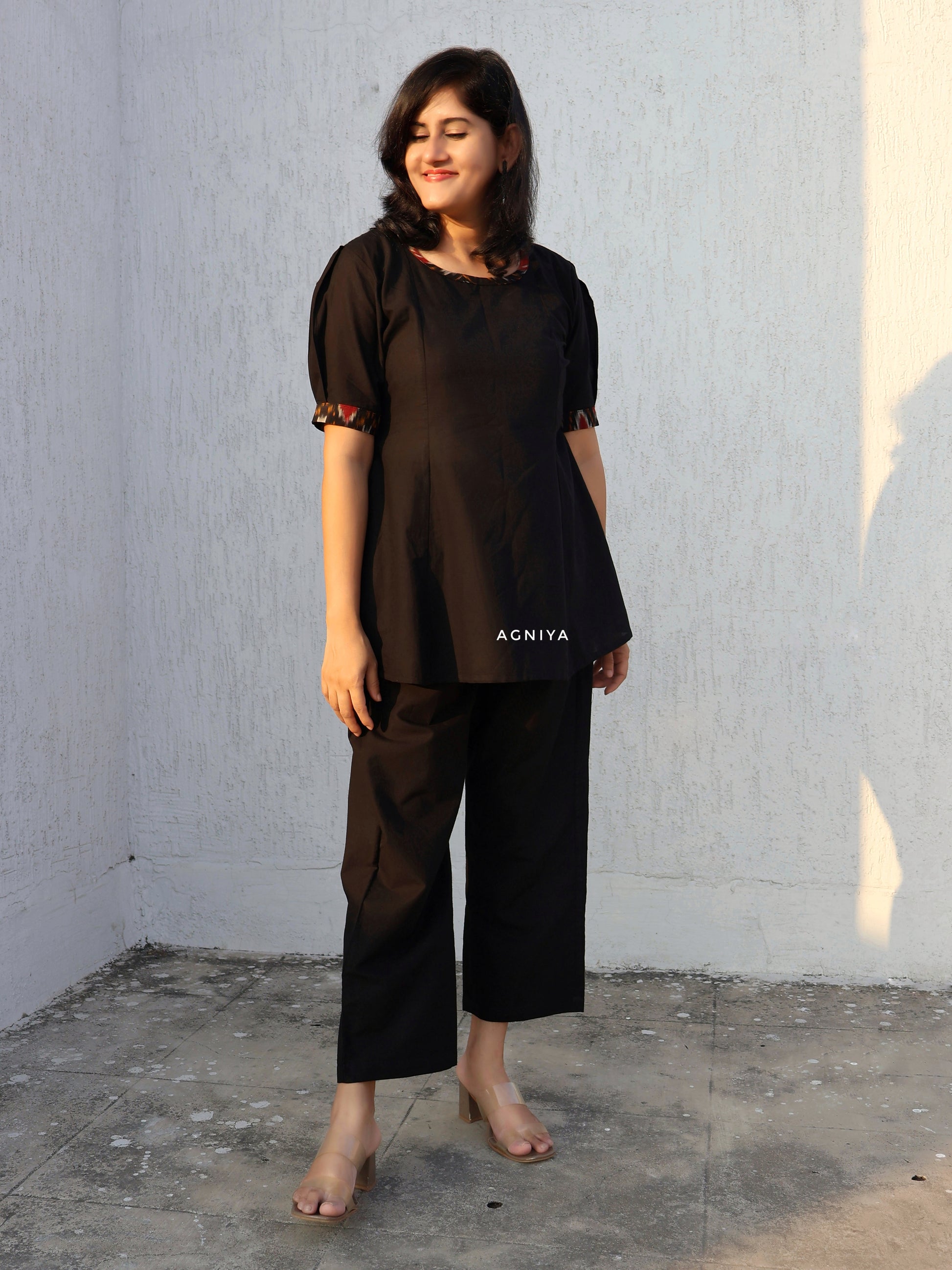 Black Pure Cotton Short Top
