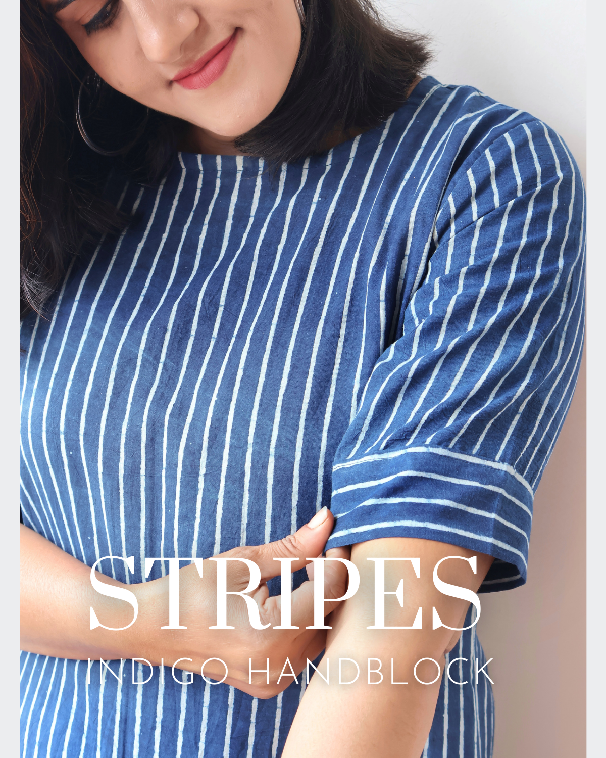 Stripes of Indigo Hand block Aline Cotton Kurta