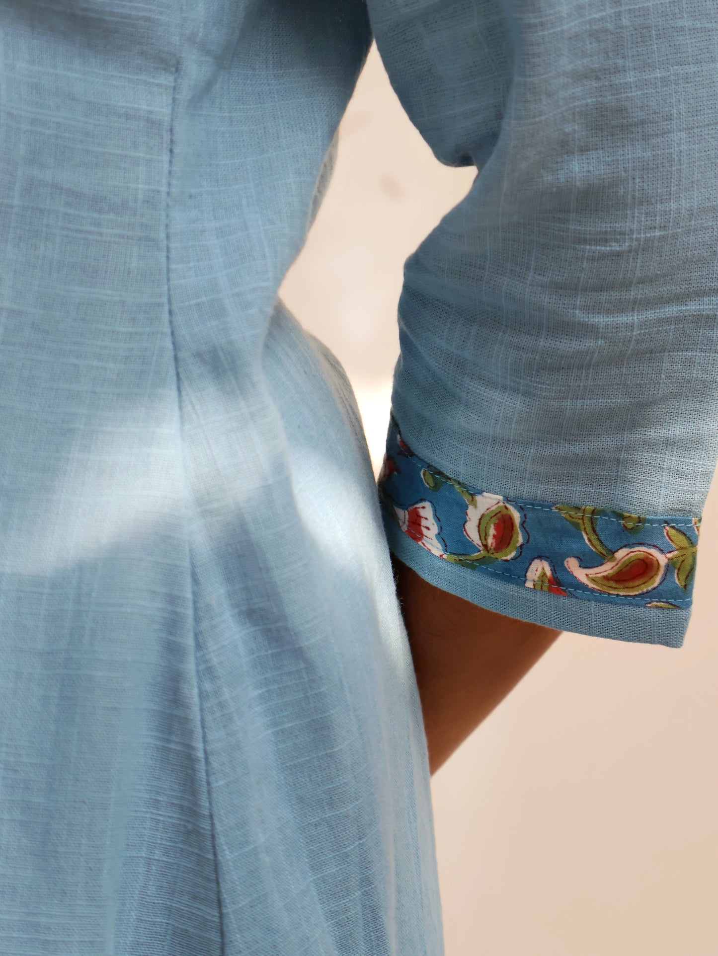 Iris Blue Solid Cotton Straight Kurta