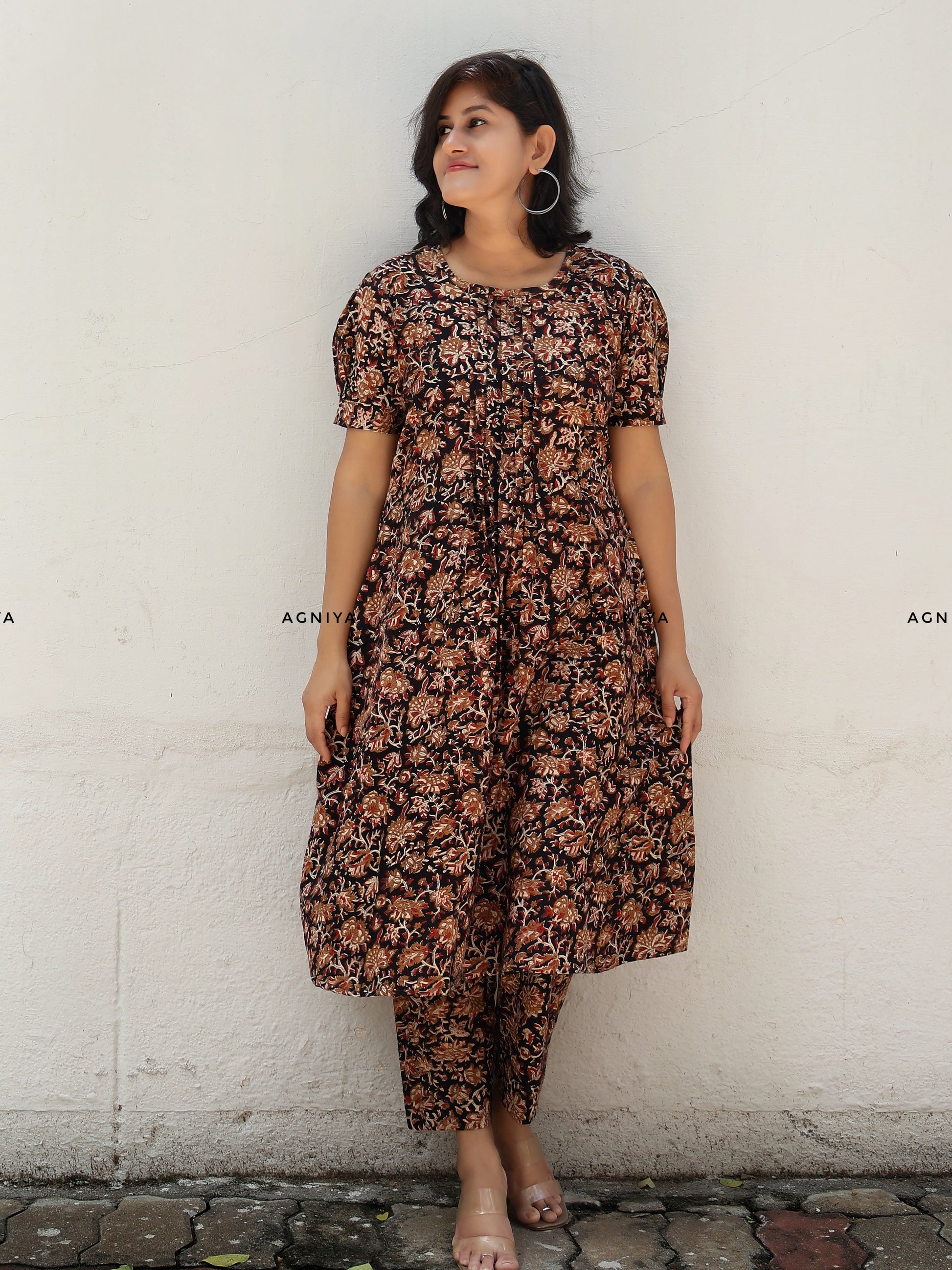 Earthy Flower Hue Hand Block Cotton Coord Set