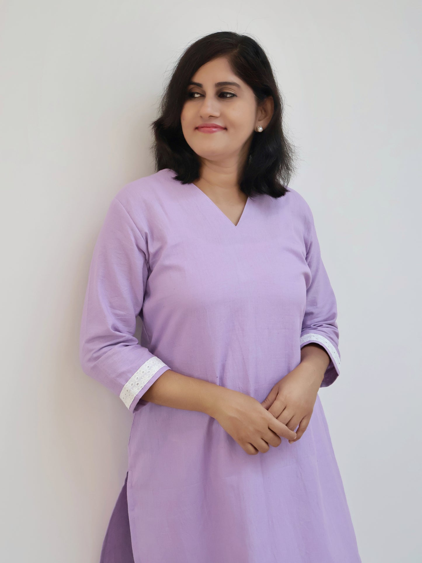 Lilac Pastel Cotton Straight Kurta