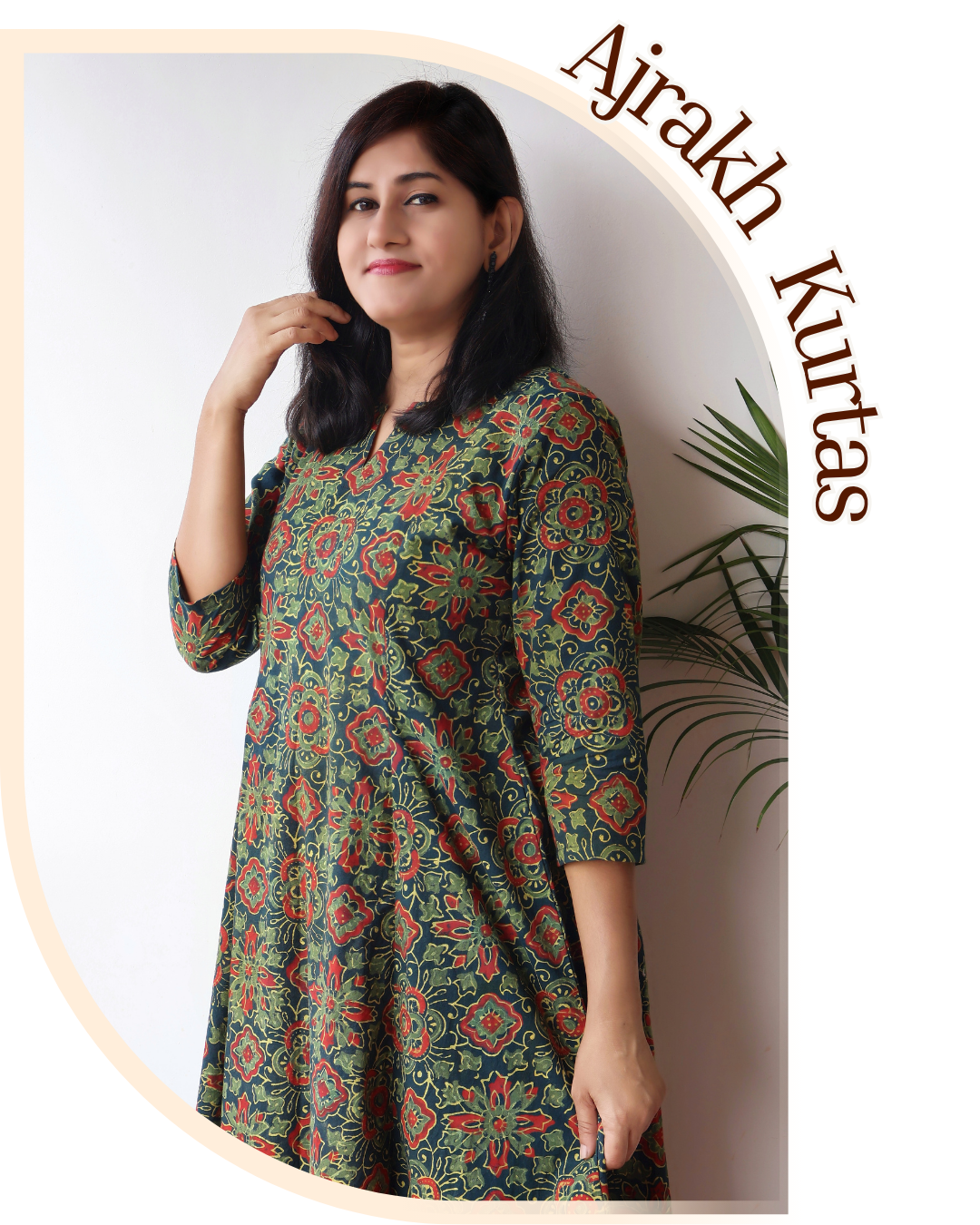Ajrakh hand block cotton kurta for women-online