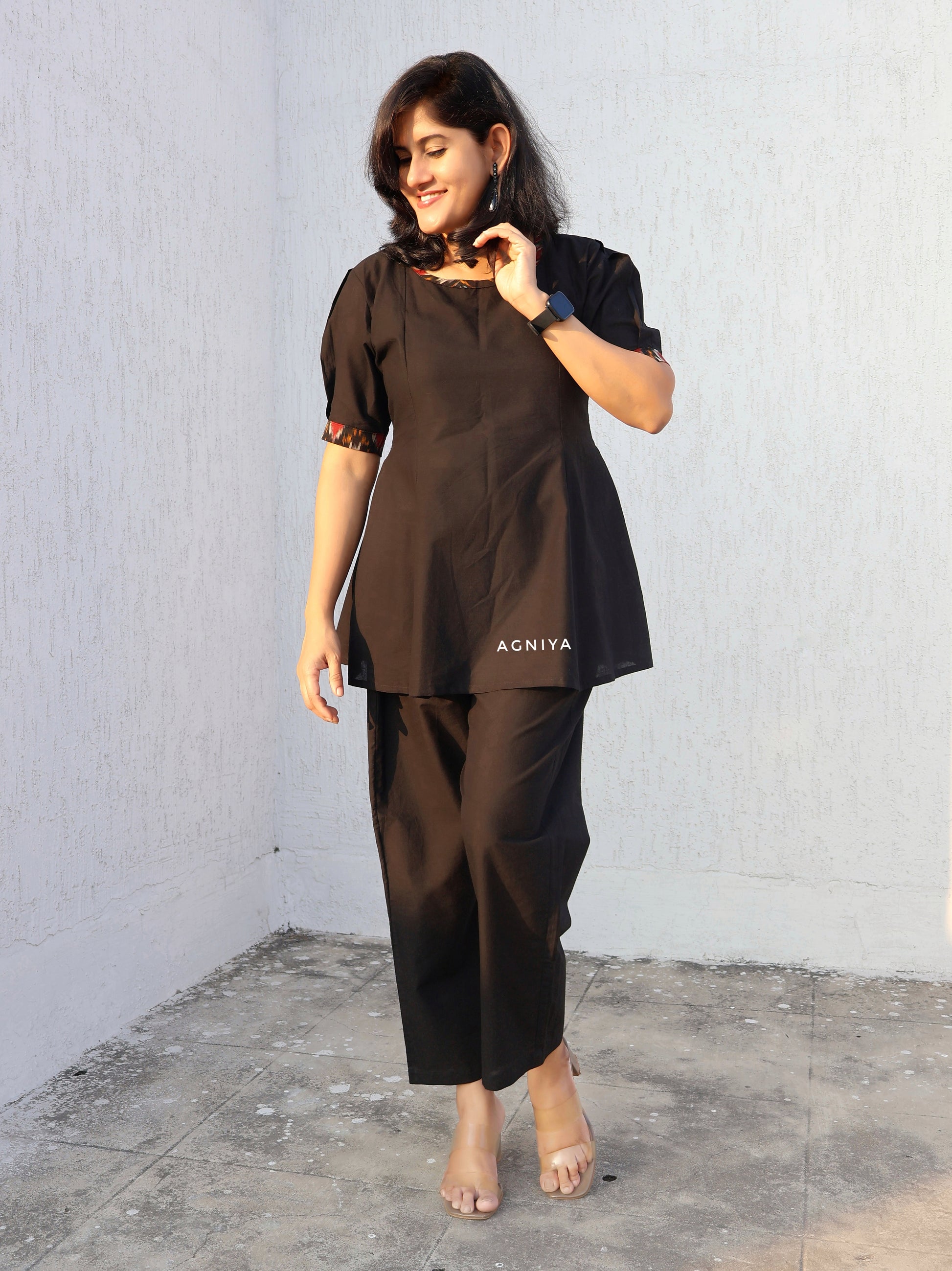 Black Pure Cotton Short Top
