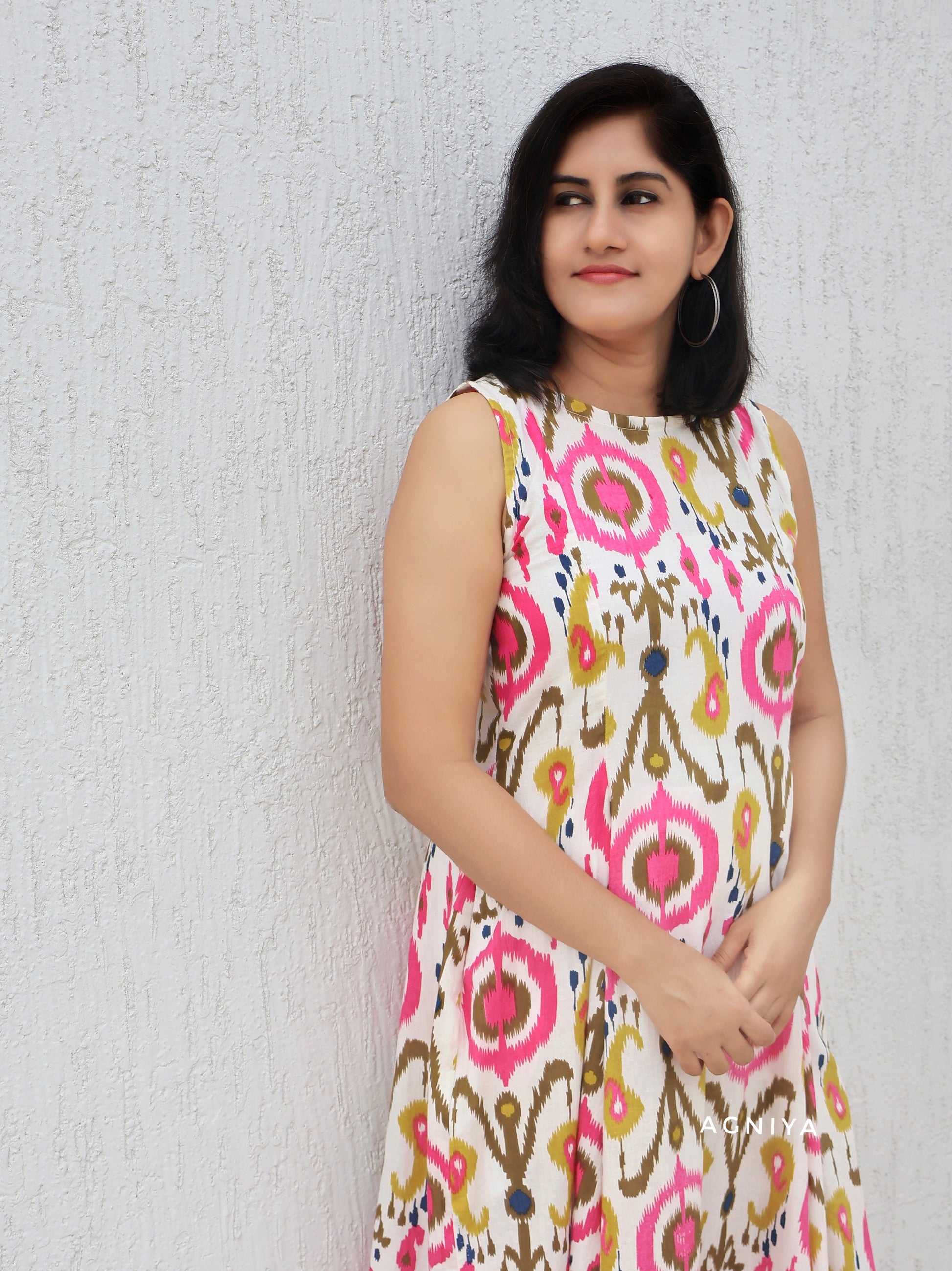 White Pink Popsicle Cotton Dress