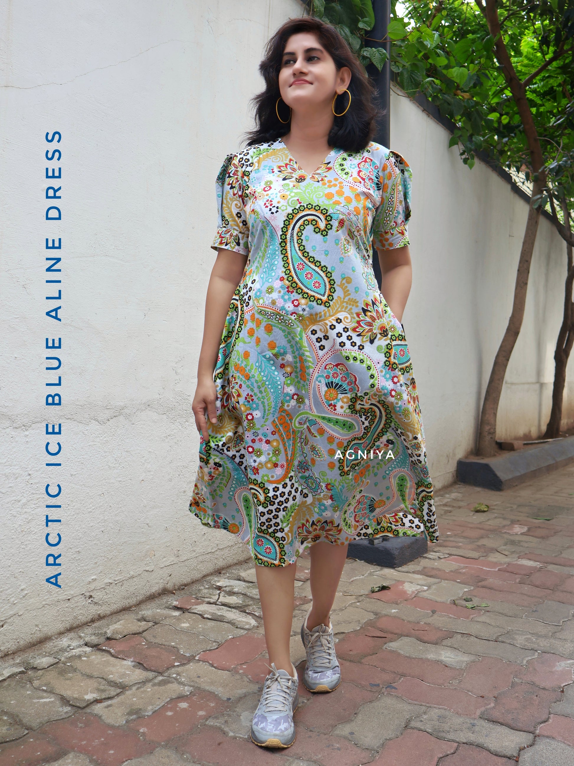 Pastel Paisley Cotton Aline Dress