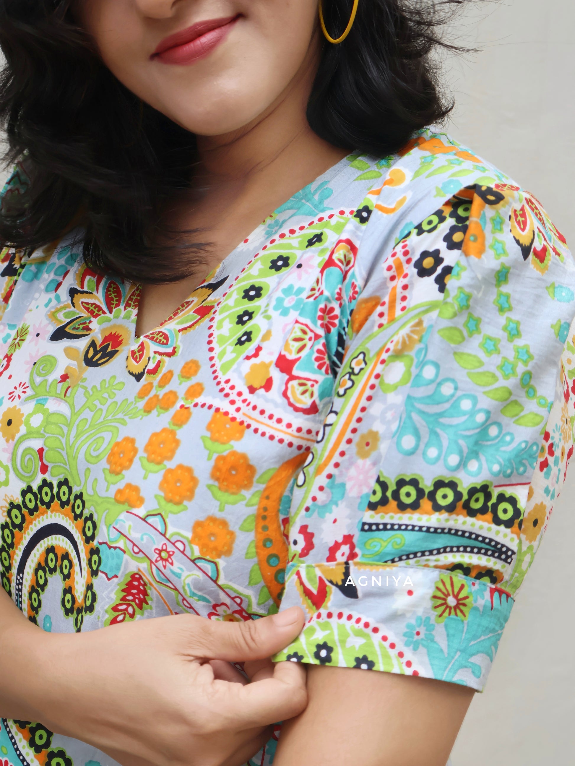 Pastel Paisley Cotton Aline Dress