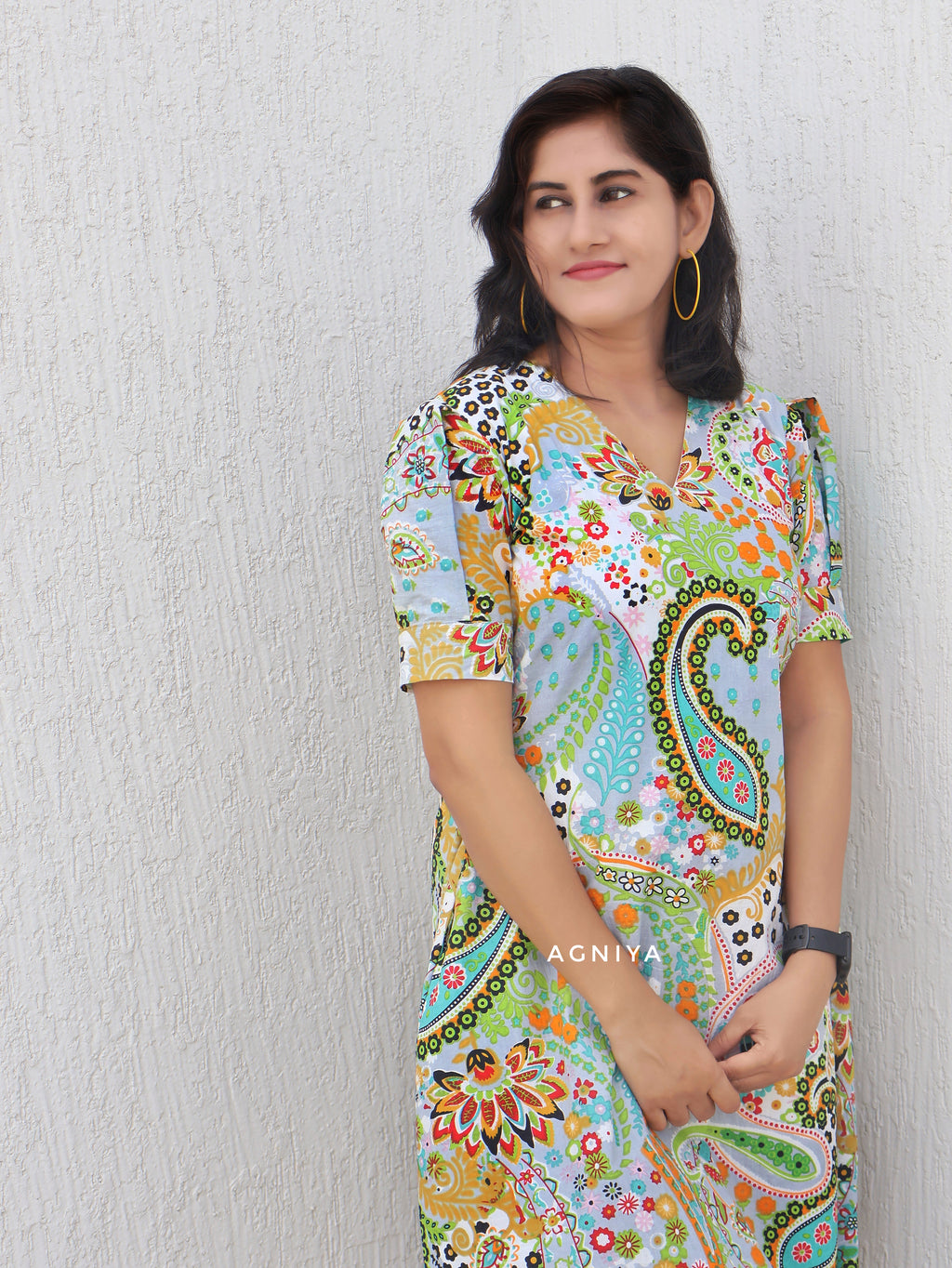 Pastel Paisley Cotton Aline Dress