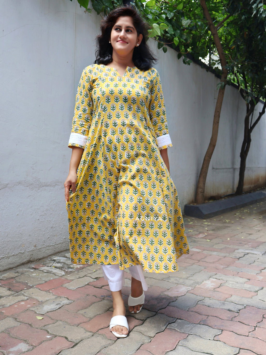 Pastel Yellow Sanganeri Cotton Hand Block Kurta (Last Few Sizes Left)