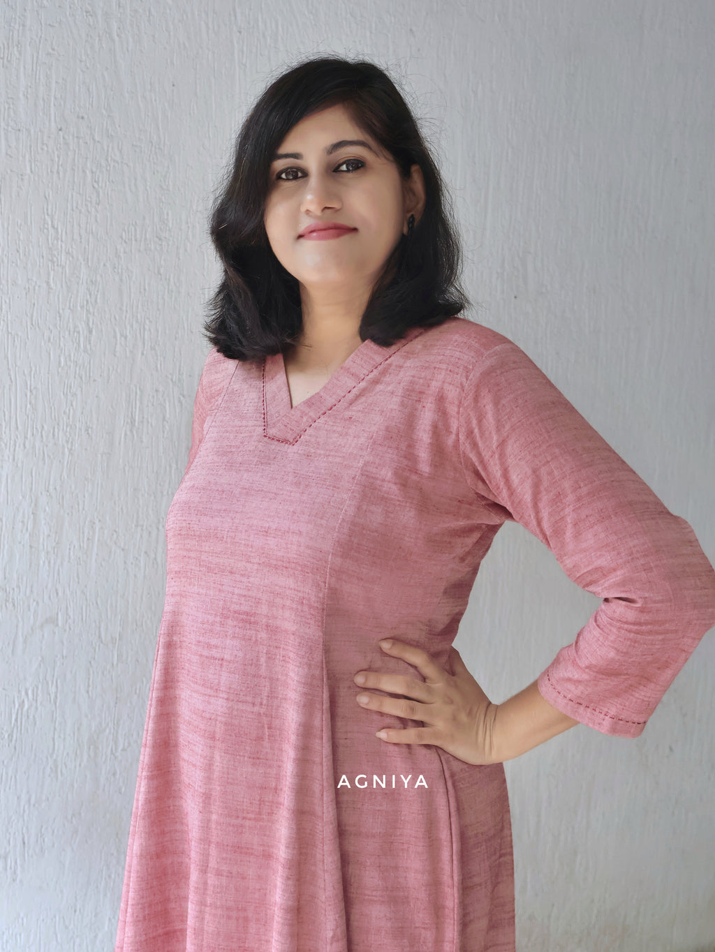 Mauve Nature Pure Cotton Paneled Kurta ( Last Few Sizes Left )