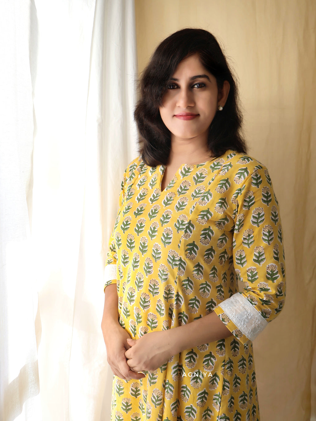 Pastel Yellow Sanganeri Cotton Hand Block Kurta (Last Few Sizes Left)