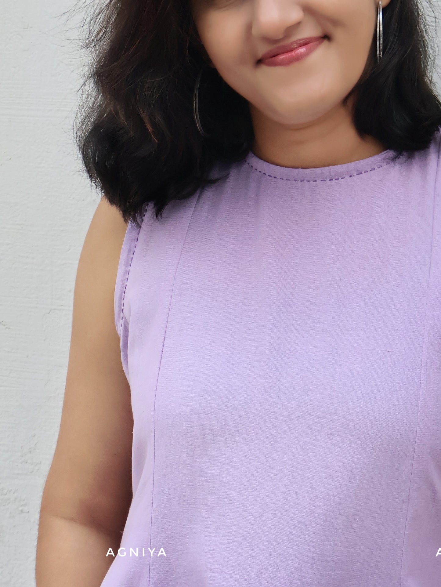 Lilac Cotton Paneled Cotton Dress