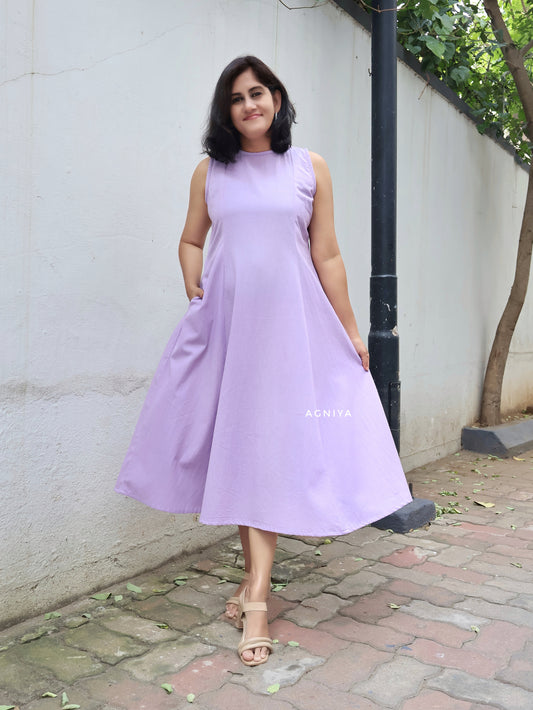 Lilac Cotton Paneled Cotton Dress