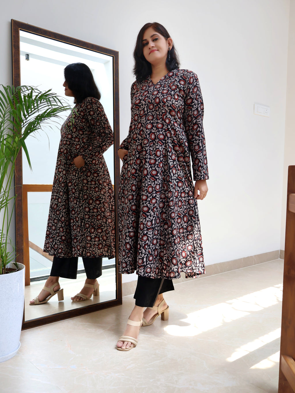 Black Elegance Bagru Cotton Hand Block Kurta
