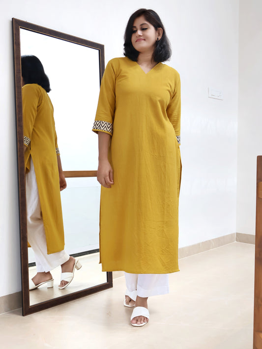 Yellow Sunshine Cotton Straight Kurta