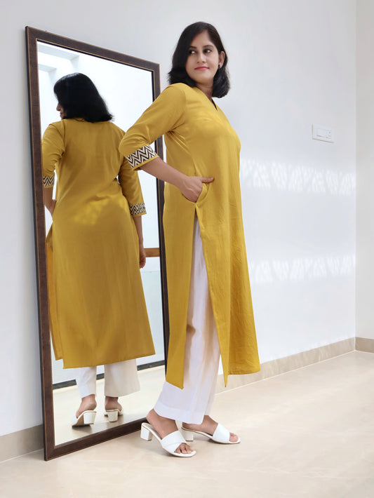 Yellow Sunshine Cotton Straight Kurta