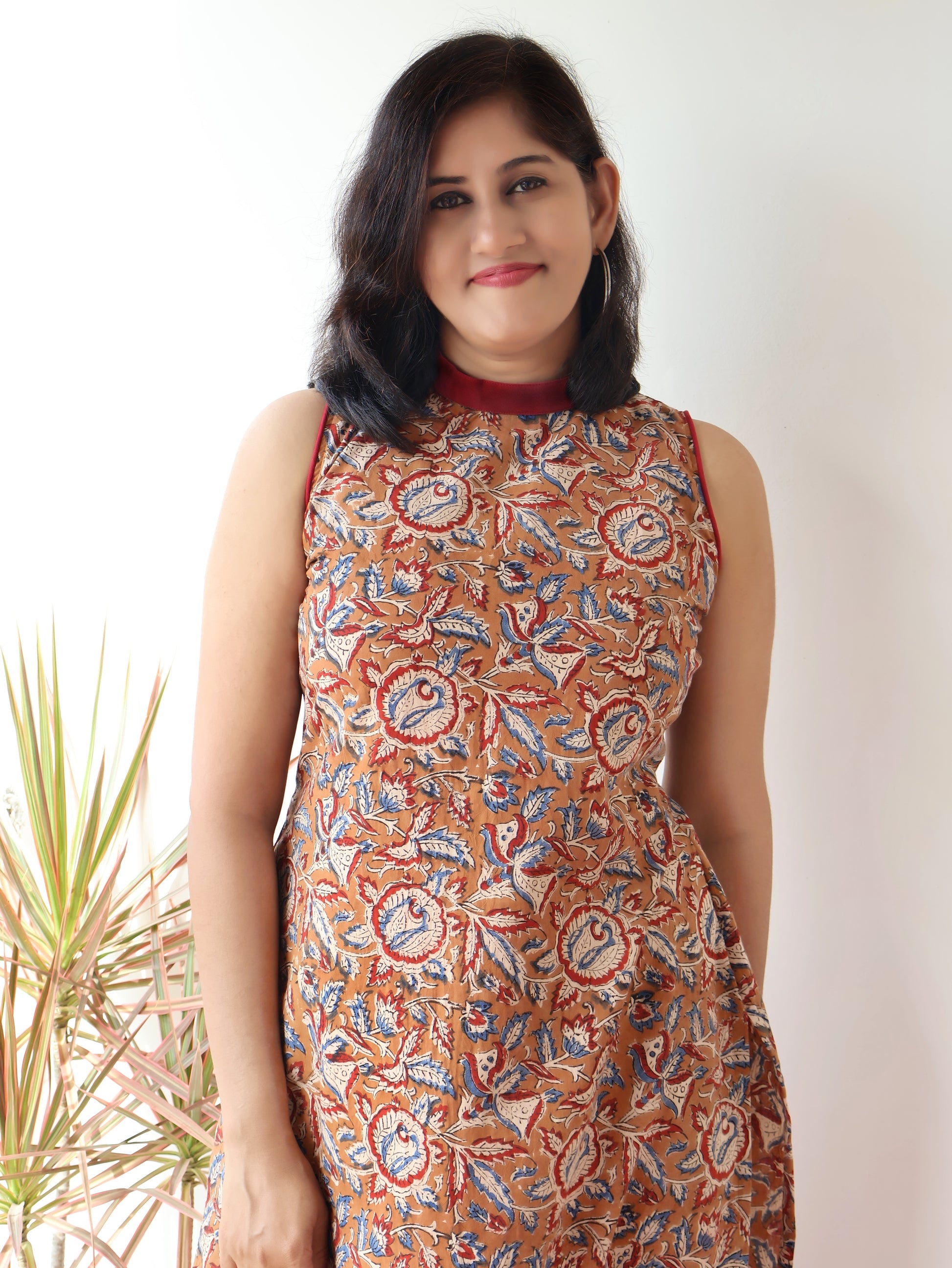 Honey Drizzle Sleeveless Hand Block Cotton Kurta