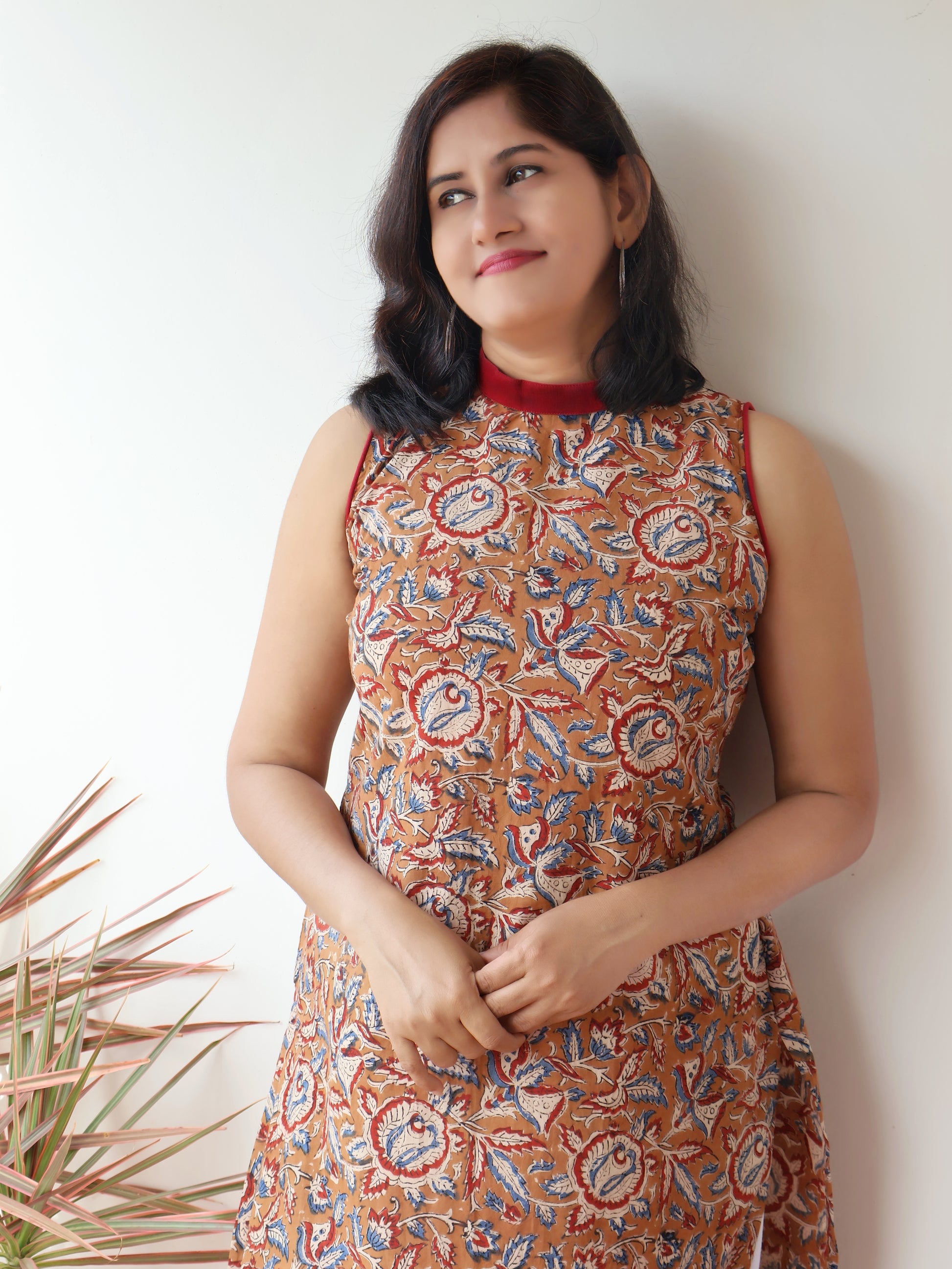 Honey Drizzle Sleeveless Hand Block Cotton Kurta