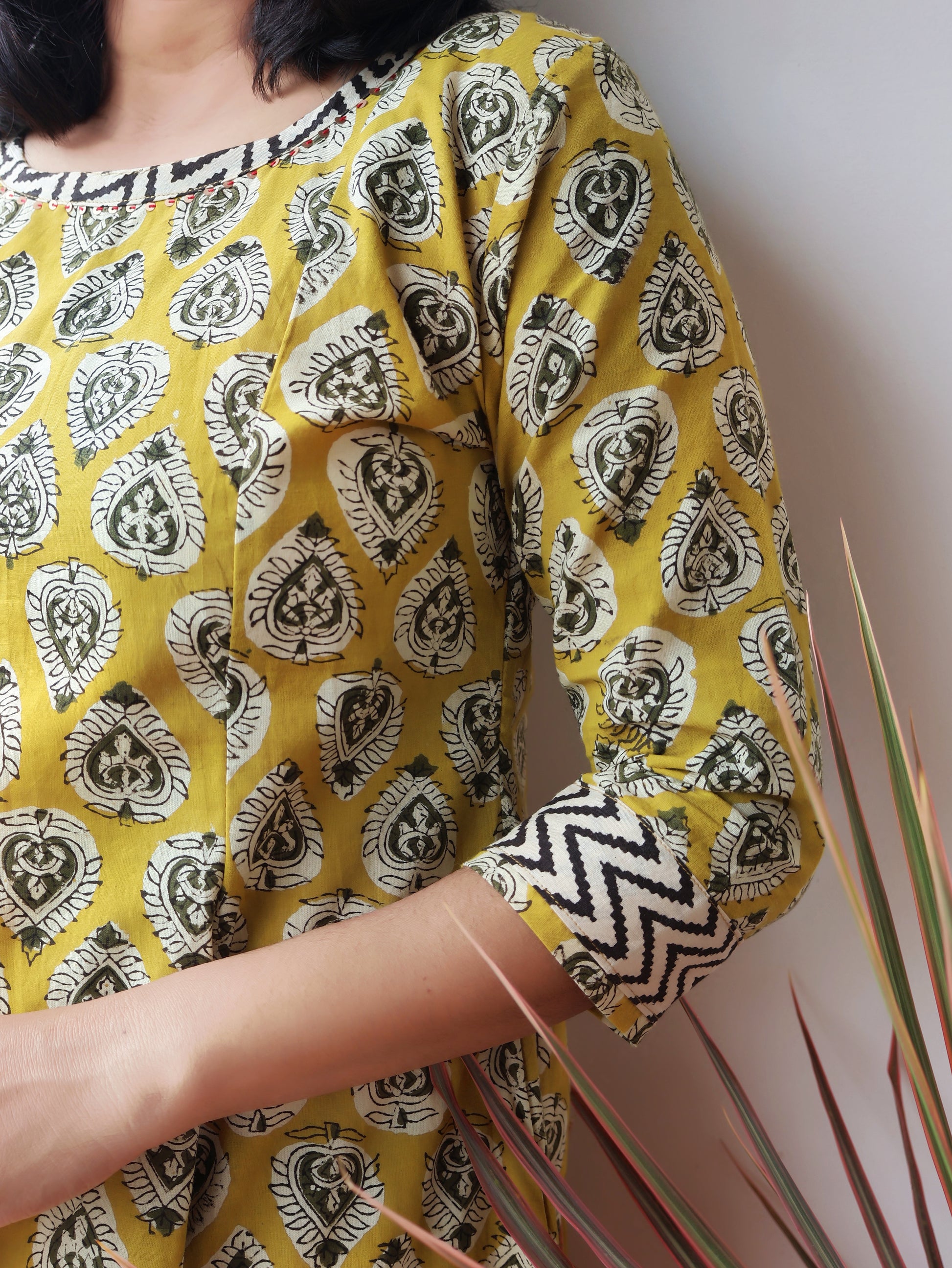 Yellow Radiant Bagru Hand Block Cotton Kurta
