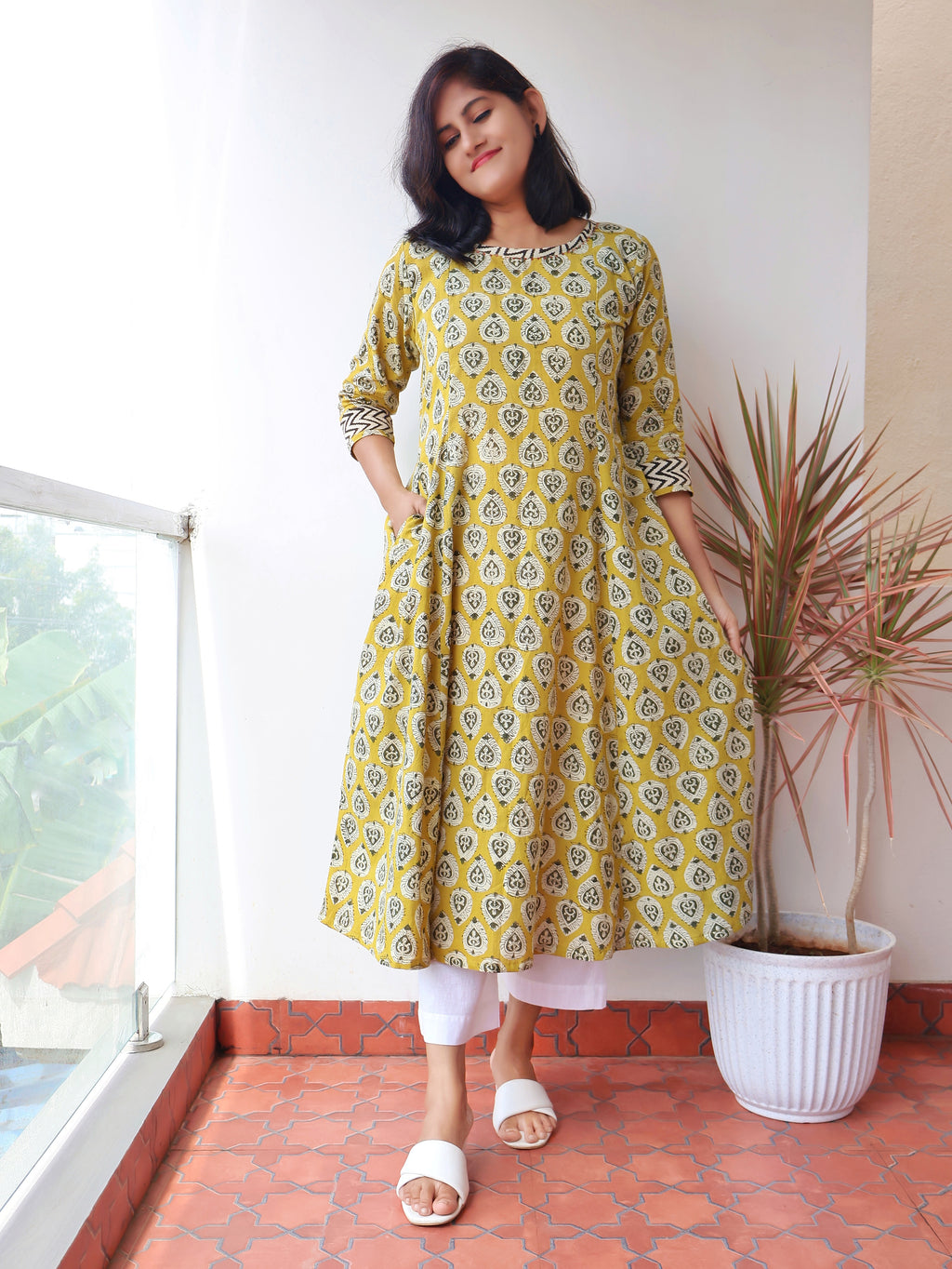 Yellow Radiant Bagru Hand Block Cotton Kurta