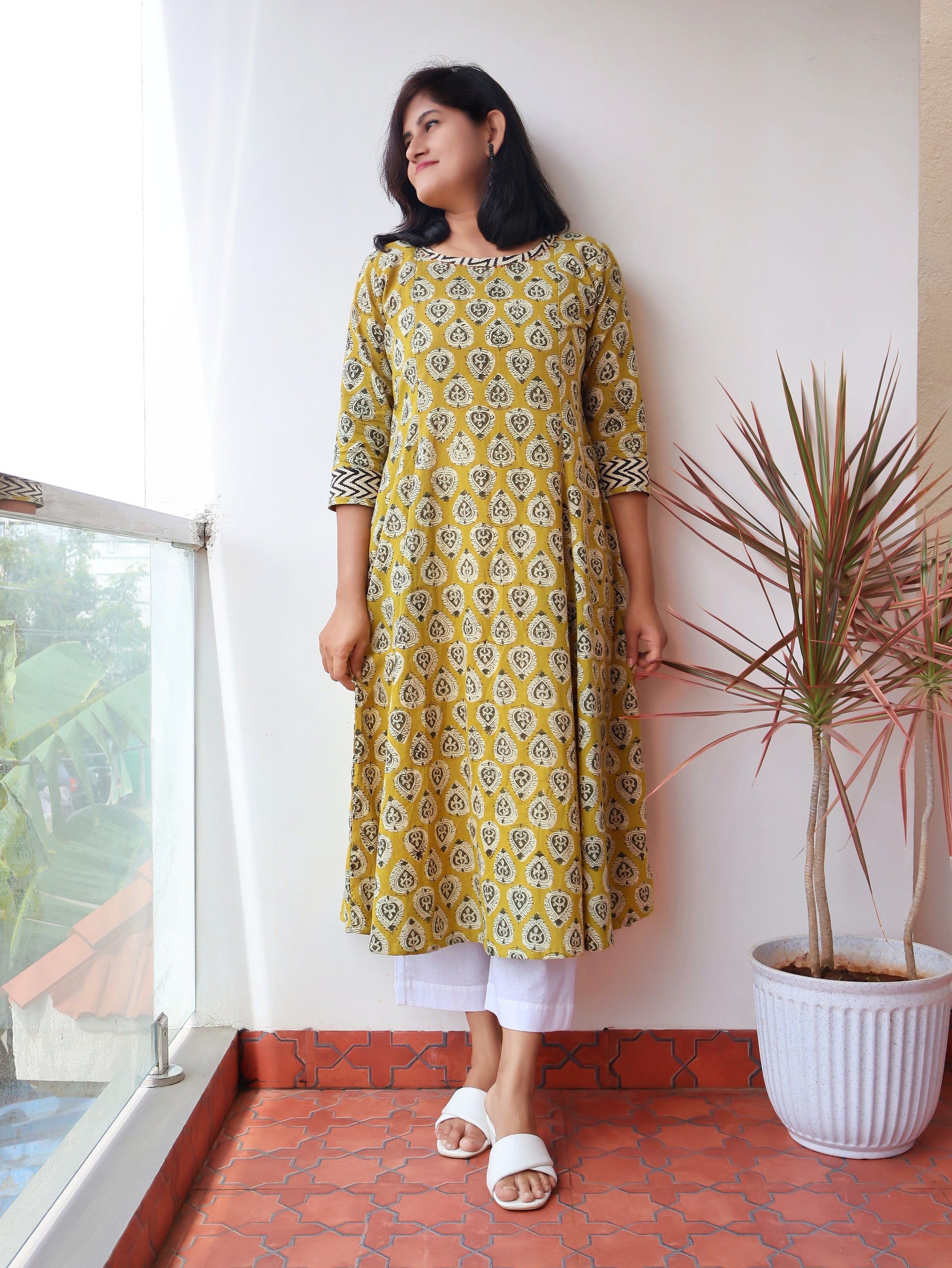 Yellow Radiant Bagru Hand Block Cotton Kurta