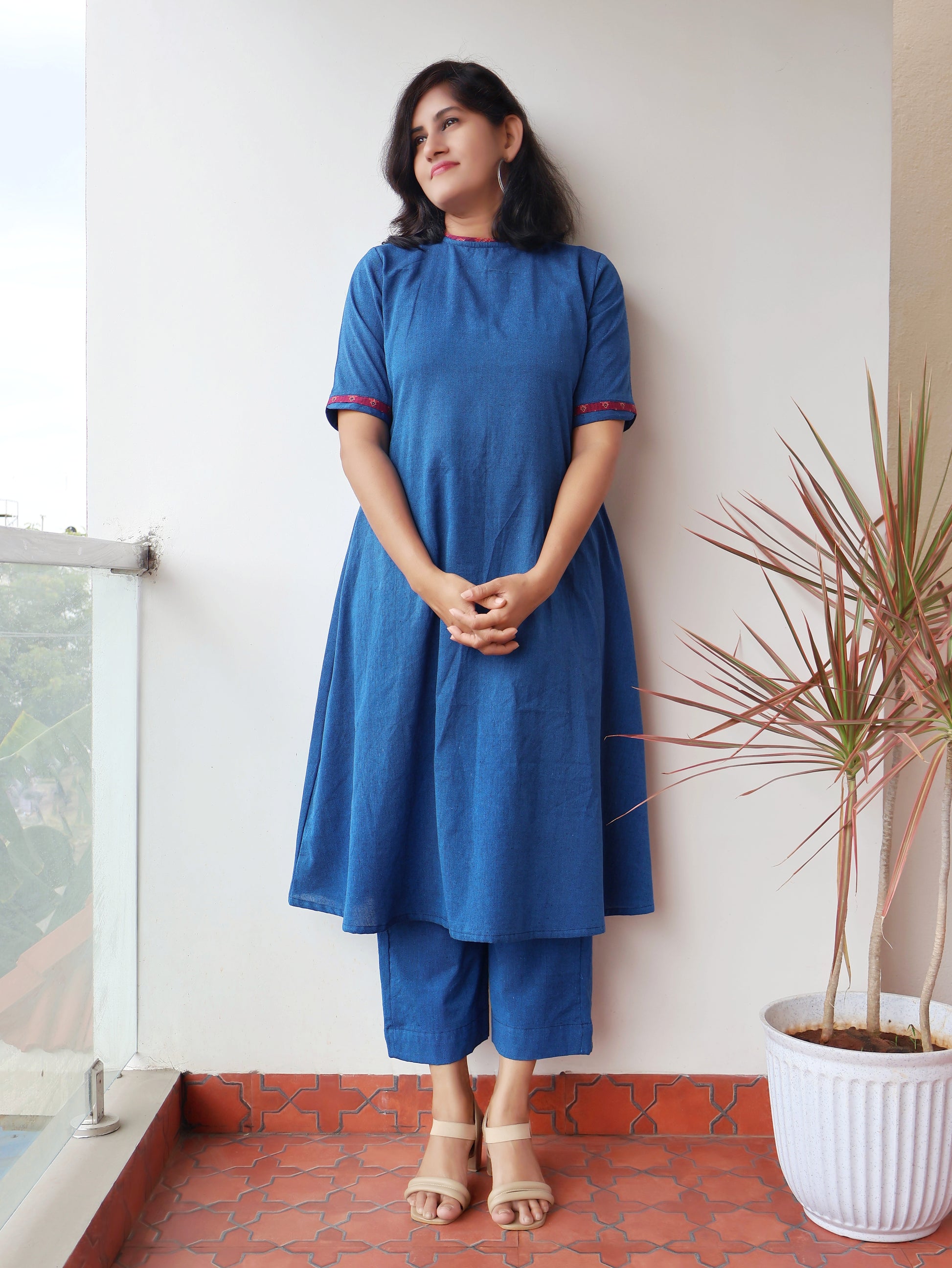 Blue Handwoven Aline Cotton Coord set