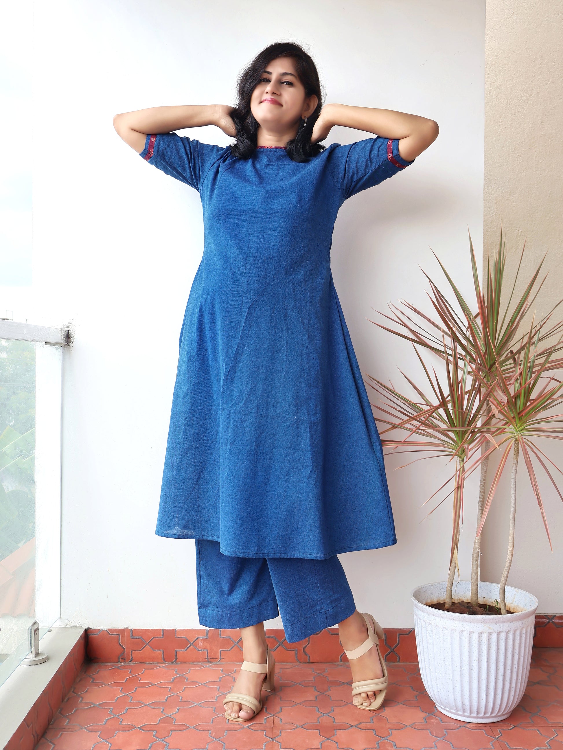 Blue Handwoven Aline Cotton Coord set