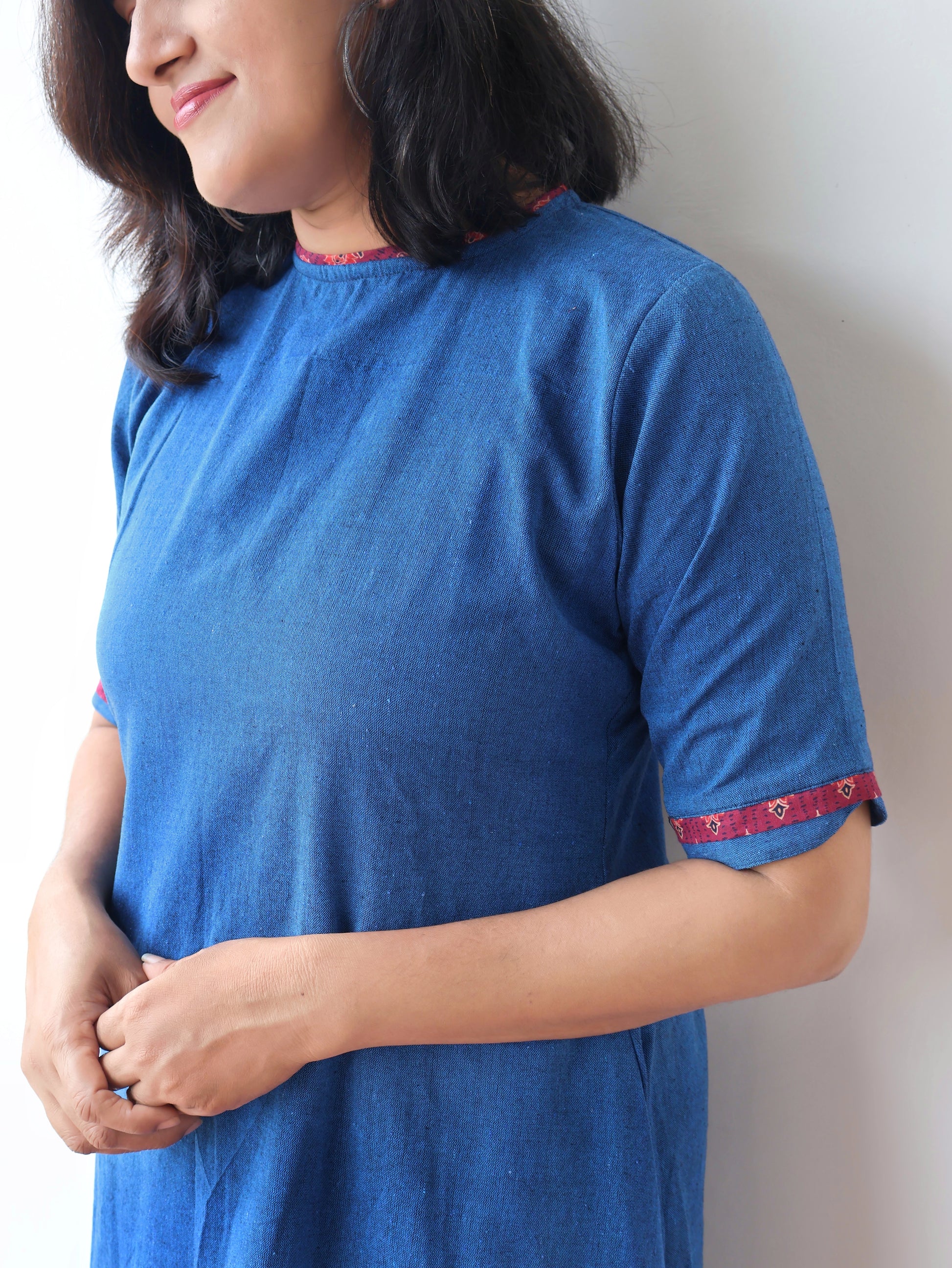 Blue Handwoven Aline Cotton Coord set