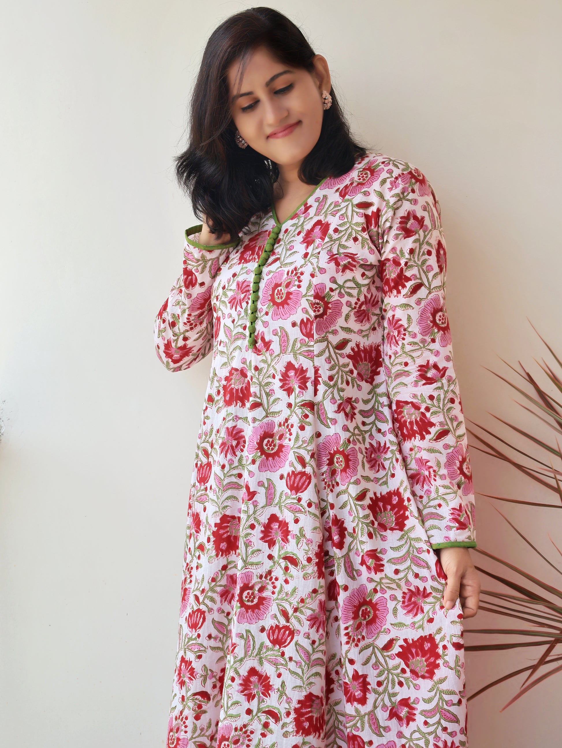 Azalea Pink Sanganeri Hand Block Cotton Kurta Only