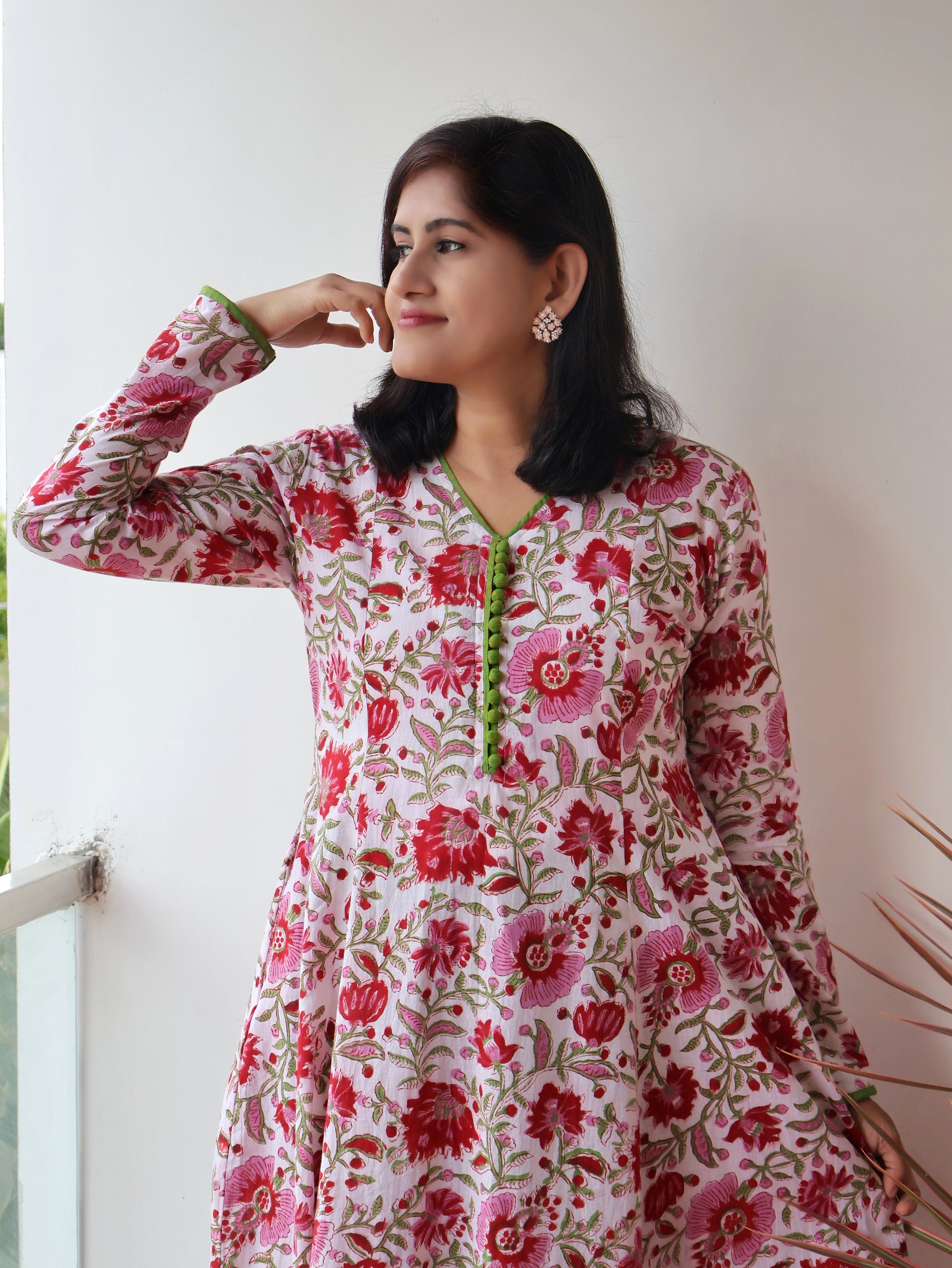 Azalea Pink Sanganeri Hand Block Cotton Kurta Only