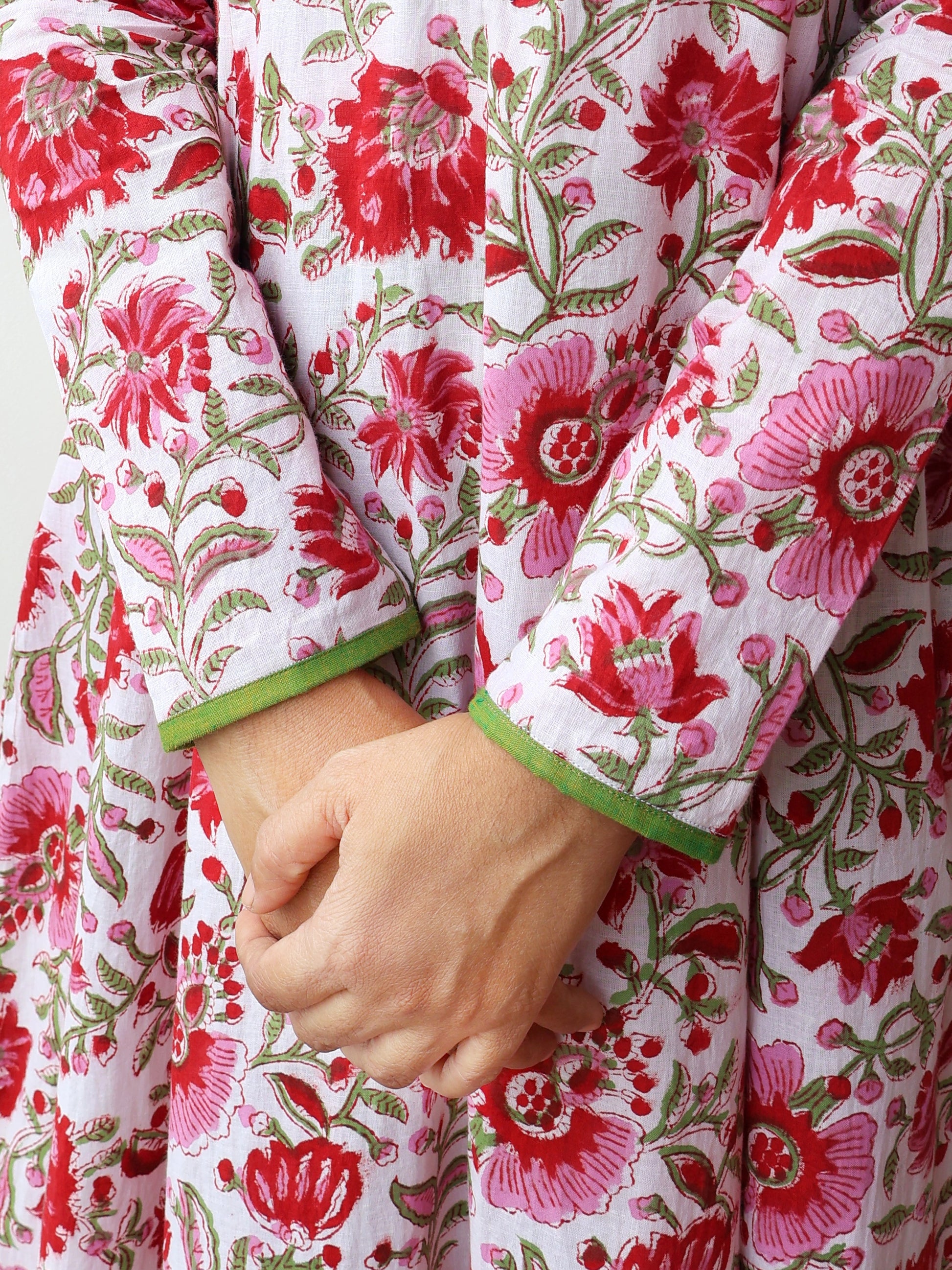 Azalea Pink Sanganeri Hand Block Cotton Kurta Only