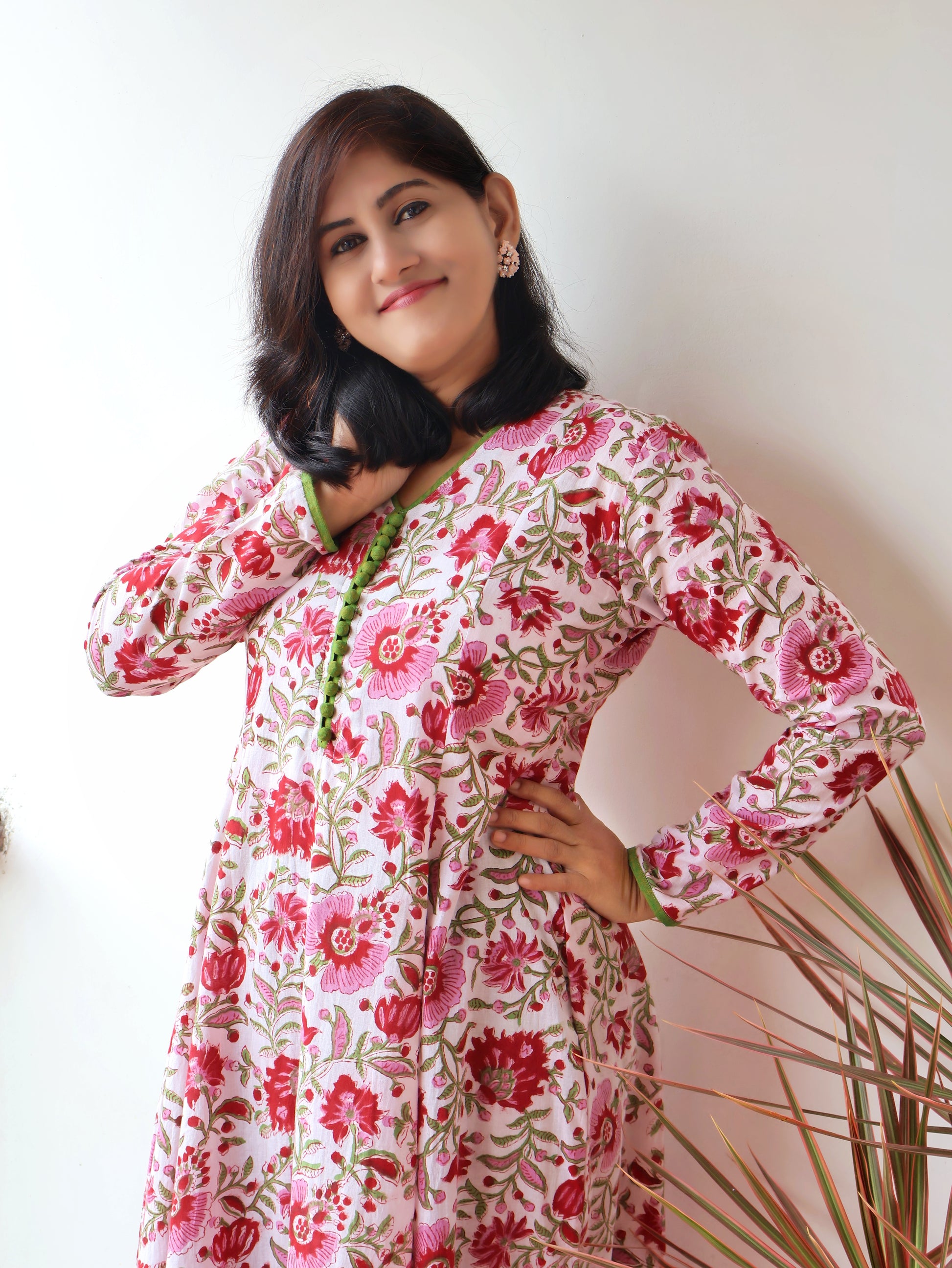 Azalea Pink Sanganeri Hand Block Cotton Kurta Only