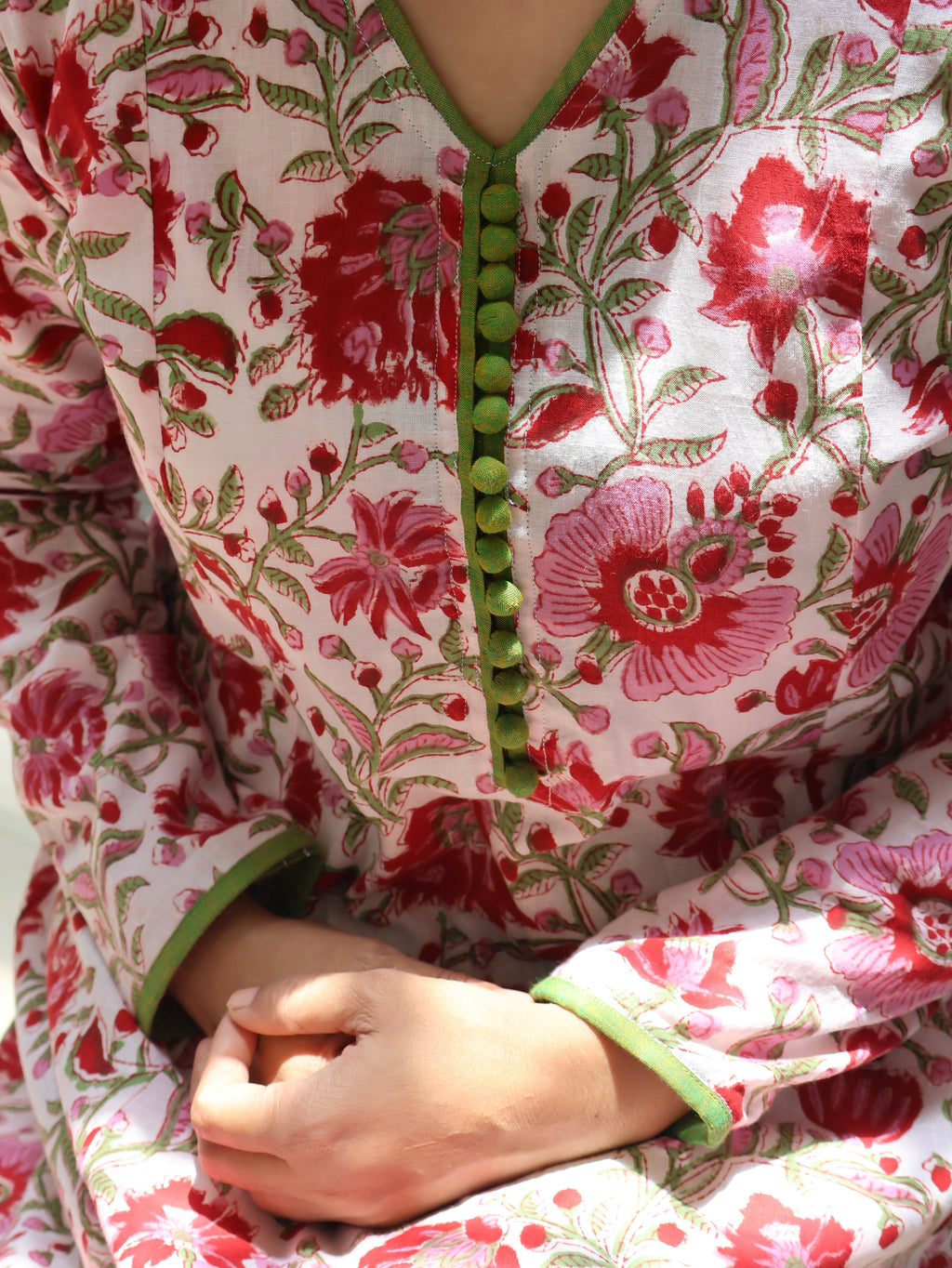 Azalea Pink Sanganeri Hand Block Cotton Kurta Only