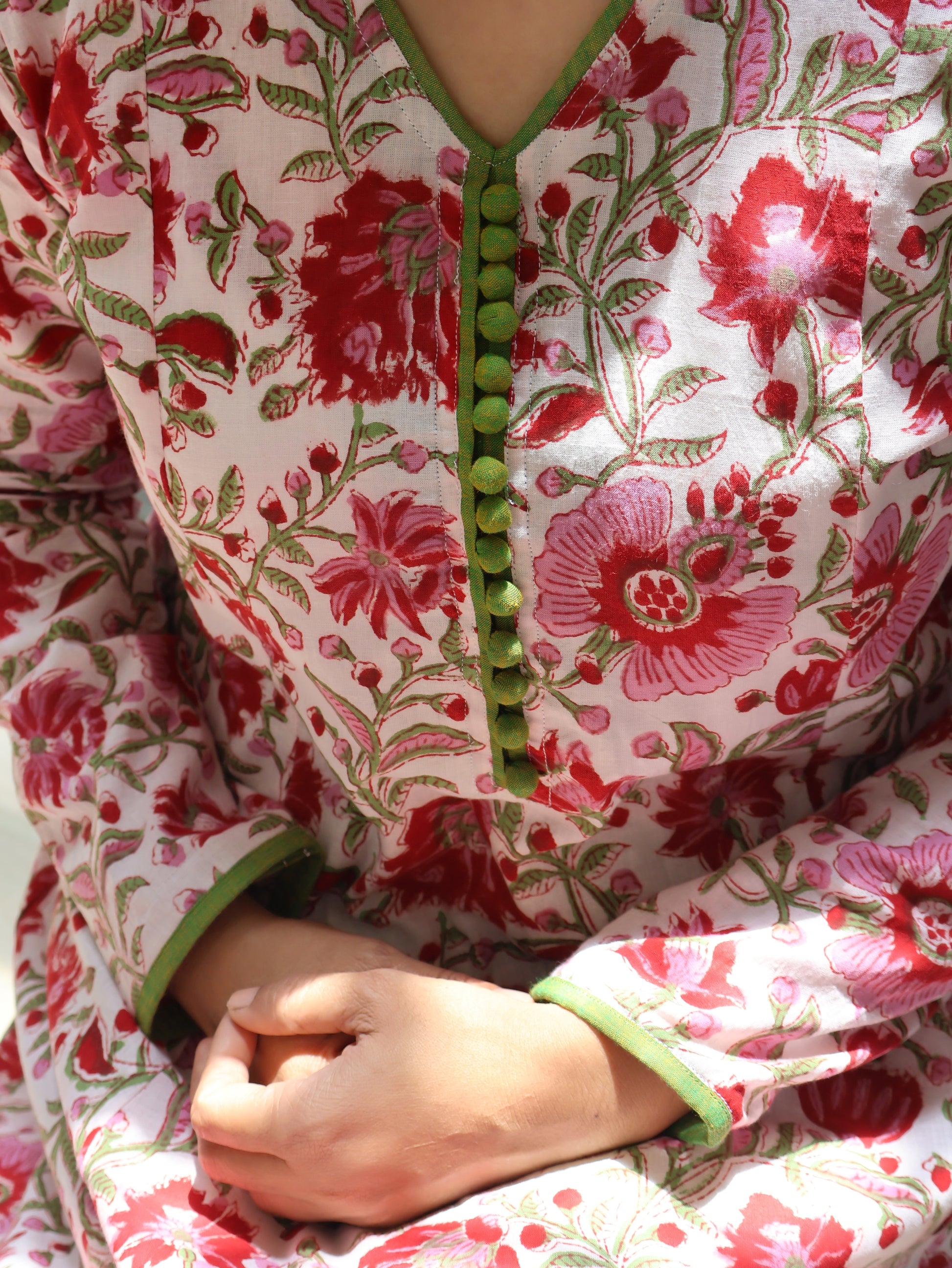 Azalea Pink Sanganeri Hand Block Cotton Kurta Only