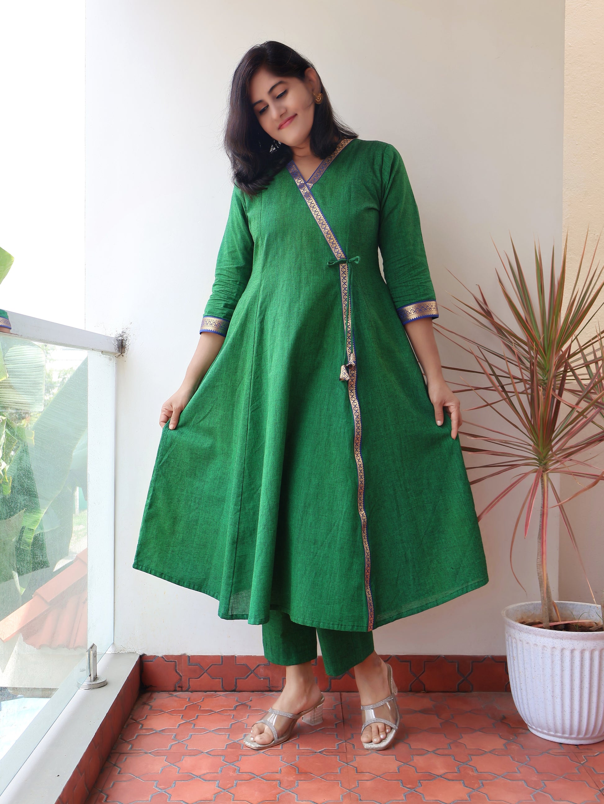 Emerald Green Ethnic Handloom Cotton Kurta