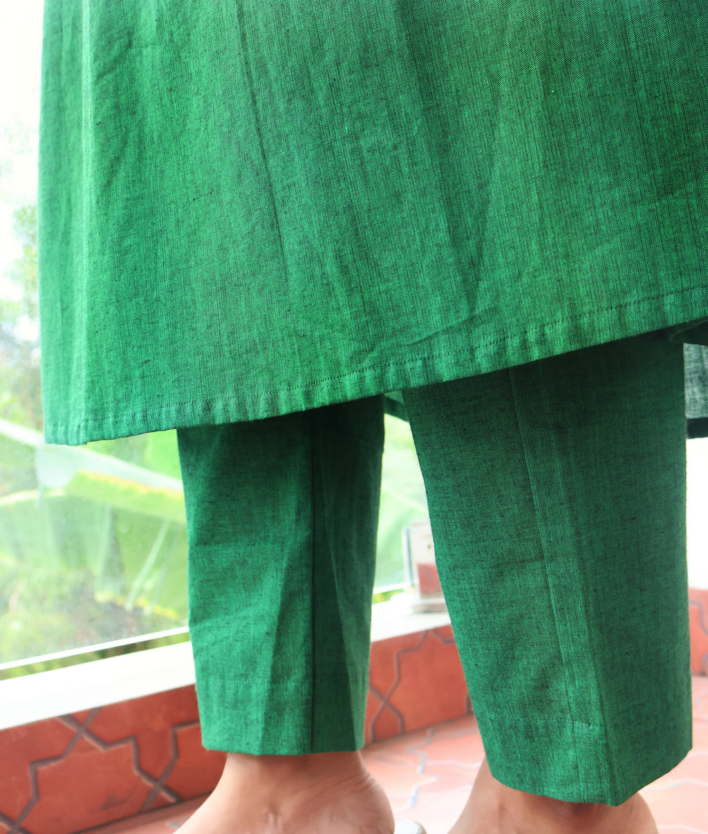 Emerald Green Ethnic Handloom Cotton Kurta