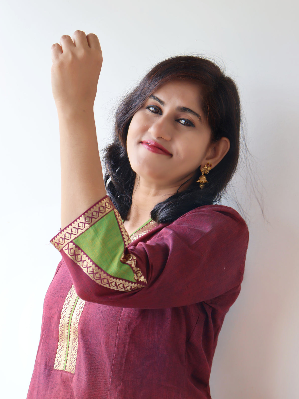 Mahogany Maroon Ethnic Handloom Cotton Kurta