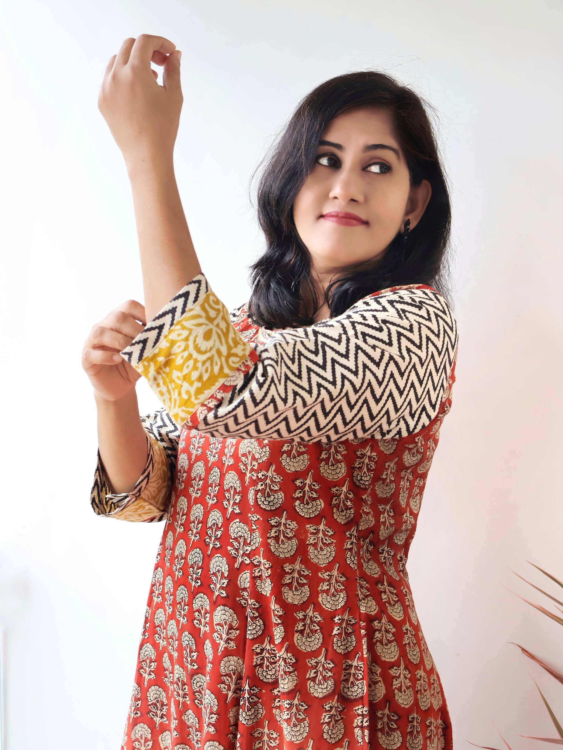 Red Bagru Hand Block Cotton Kurta