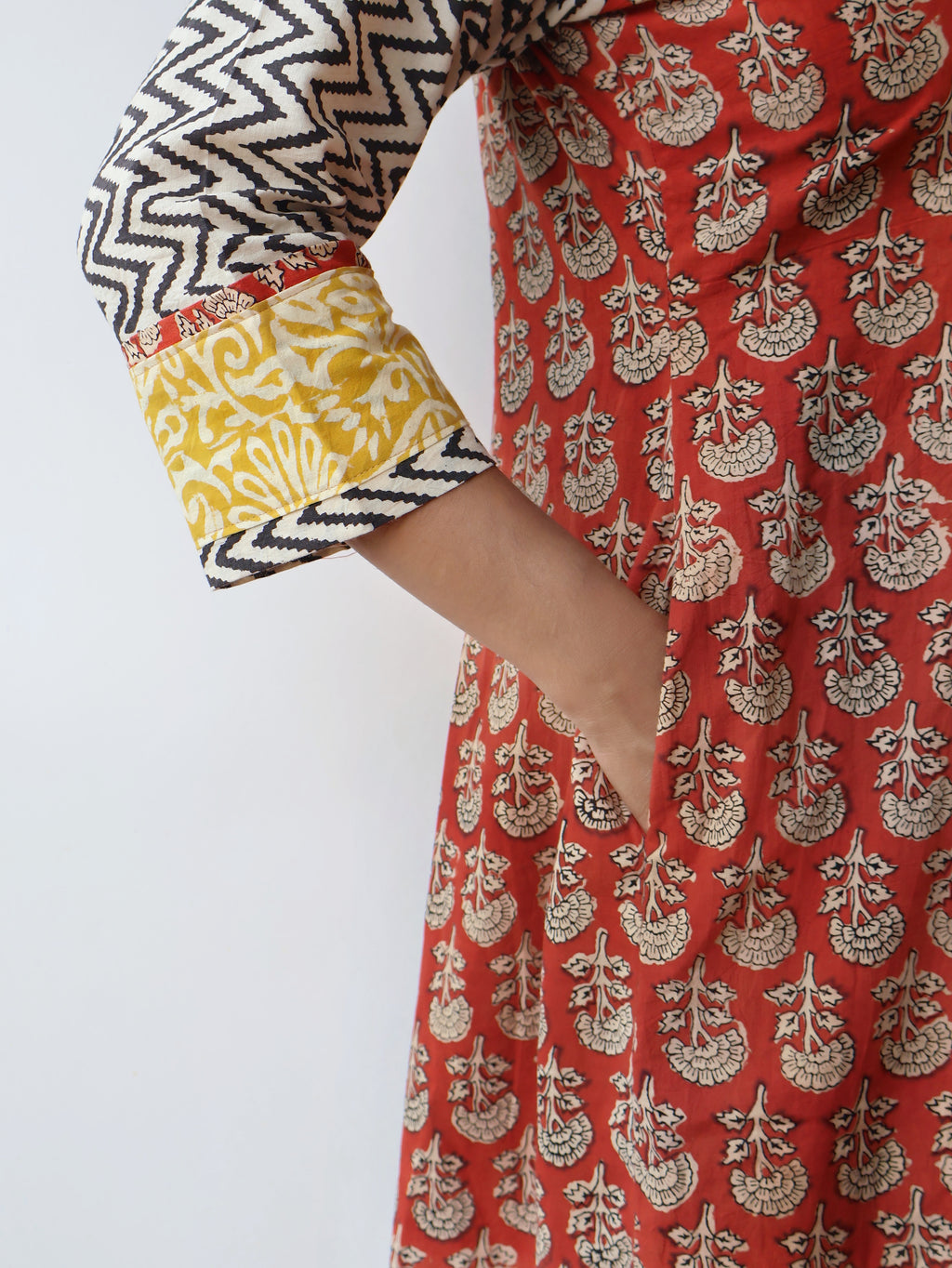 Red Bagru Hand Block Cotton Kurta