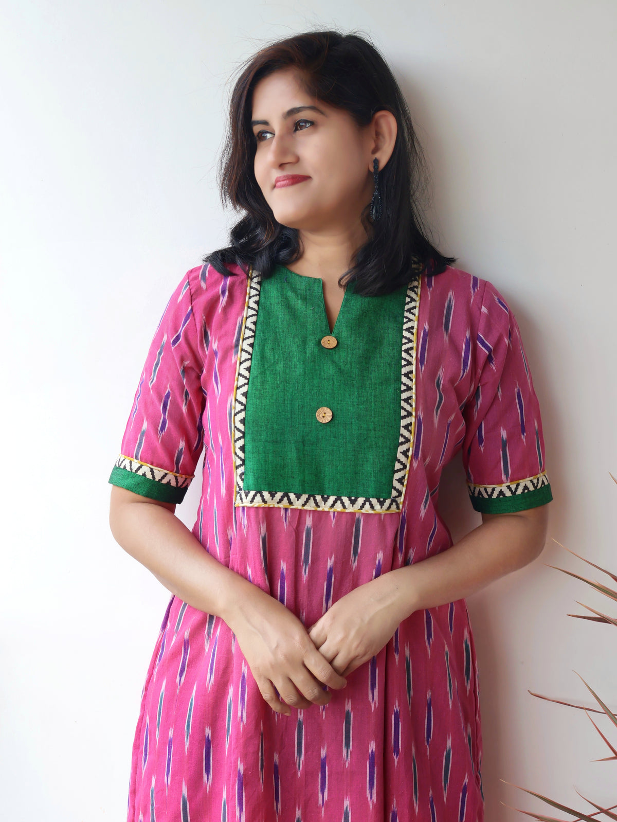 Pink Inspira Handloom Ikat Cotton Kurta