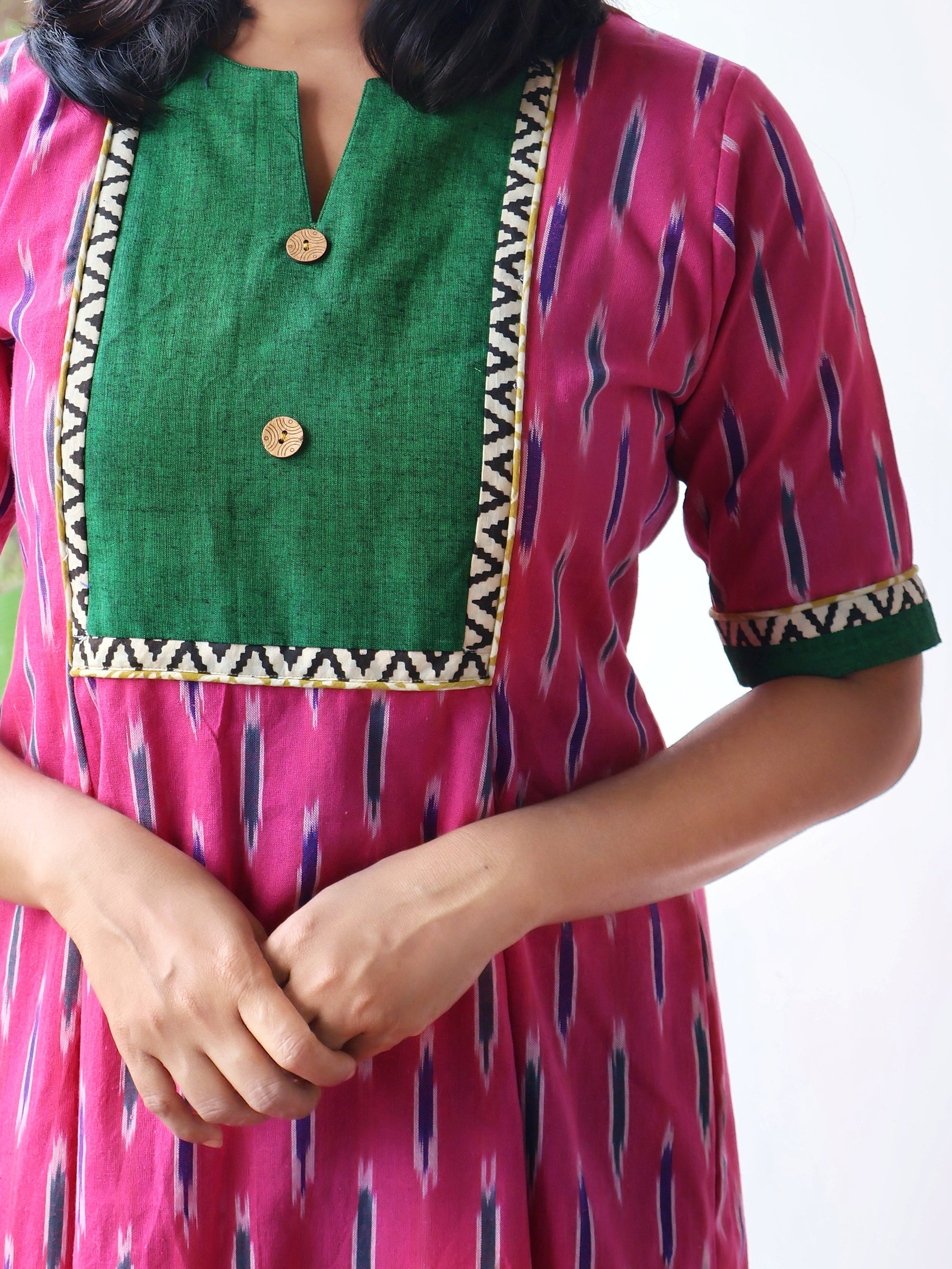 Pink Inspira Handloom Ikat Cotton Kurta
