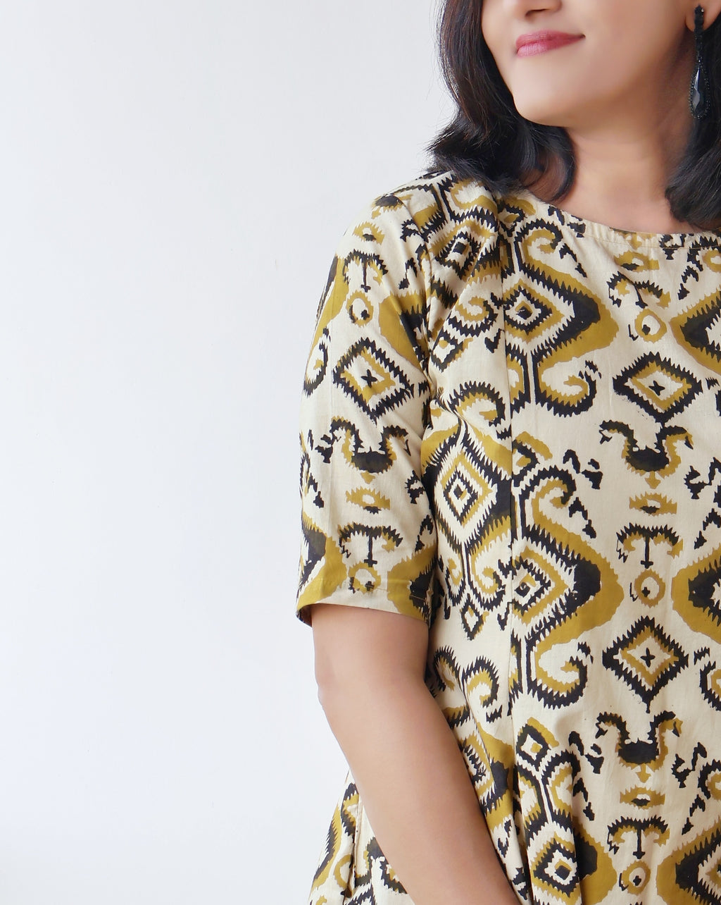 Pastel Beige Bagru Hand Block Cotton Kurta