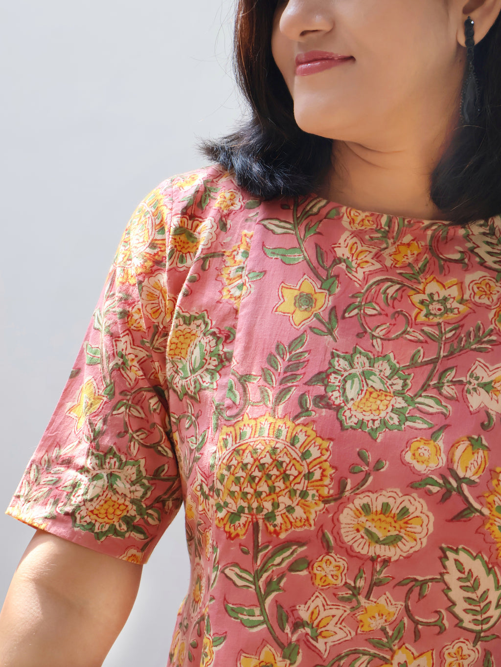 Mauve Lustre Sanganeri Hand Block Cotton Kurta