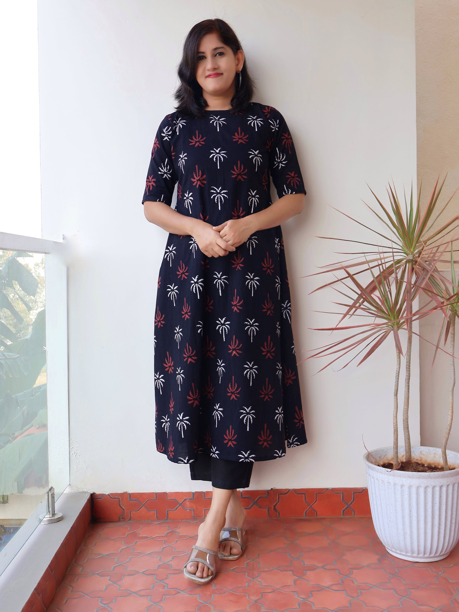 Black Charm Bagru Hand Block Cotton Kurta