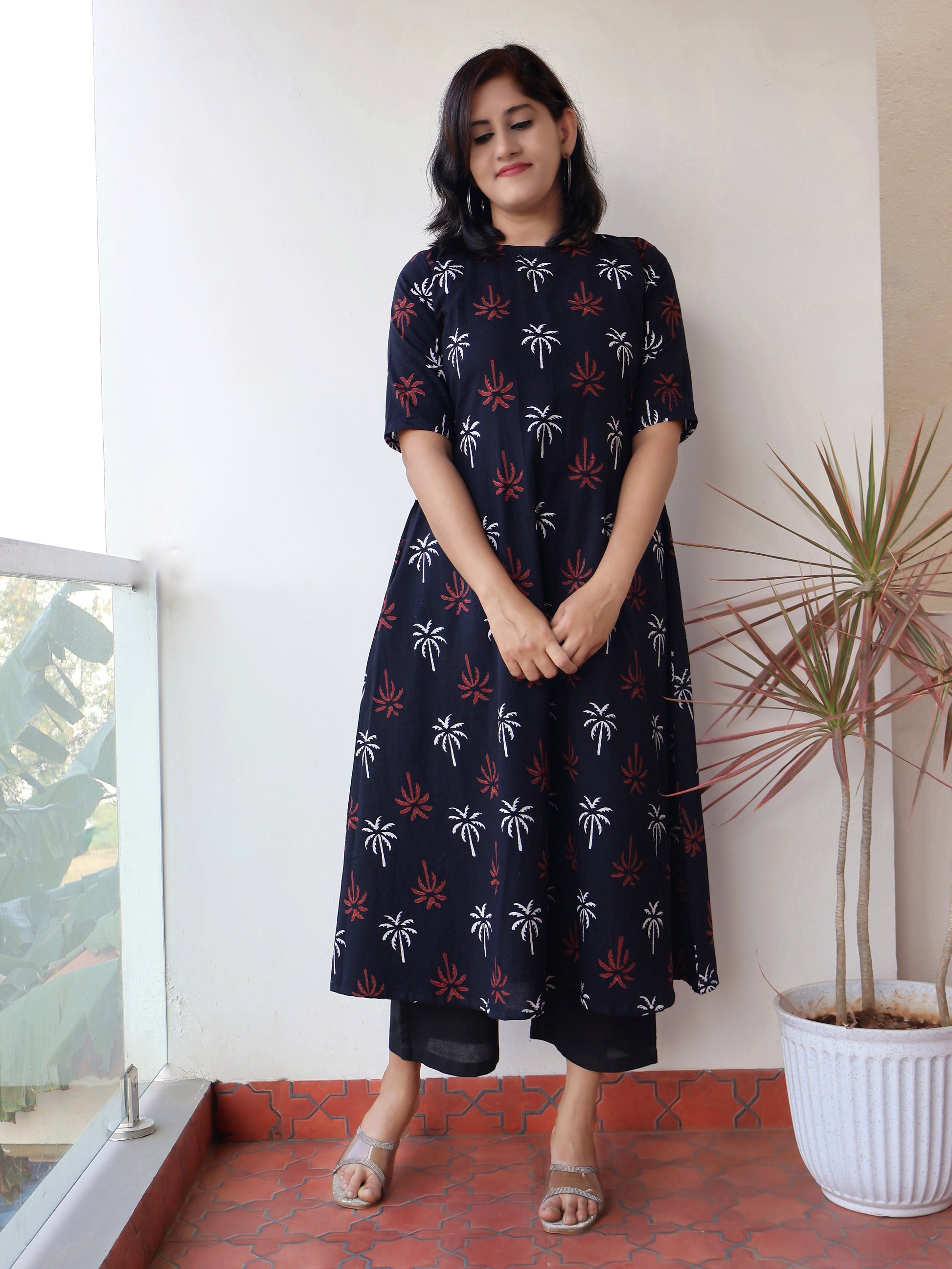 Black Charm Bagru Hand Block Cotton Kurta