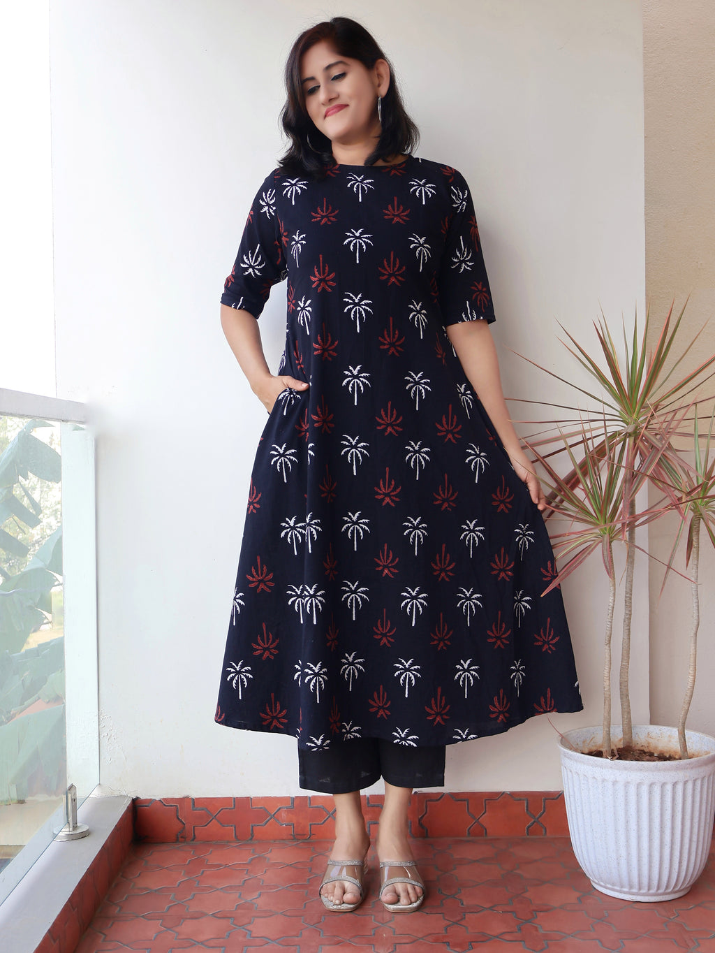 Black Charm Bagru Hand Block Cotton Kurta