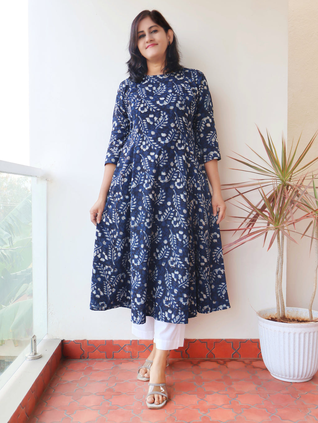 Blue Sapphire Jahota Hand Block Cotton Kurta