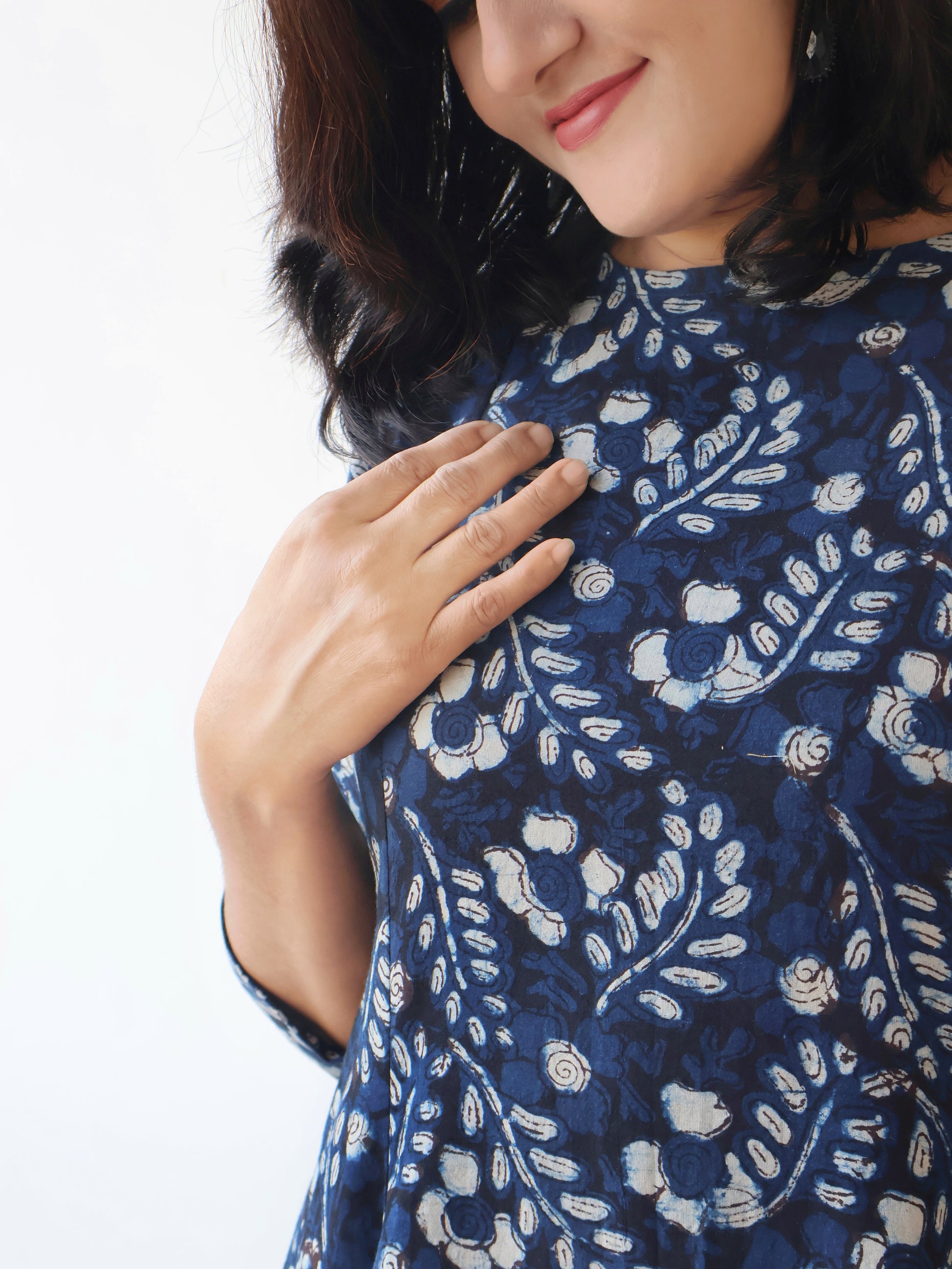 Blue Sapphire Jahota Hand Block Cotton Kurta