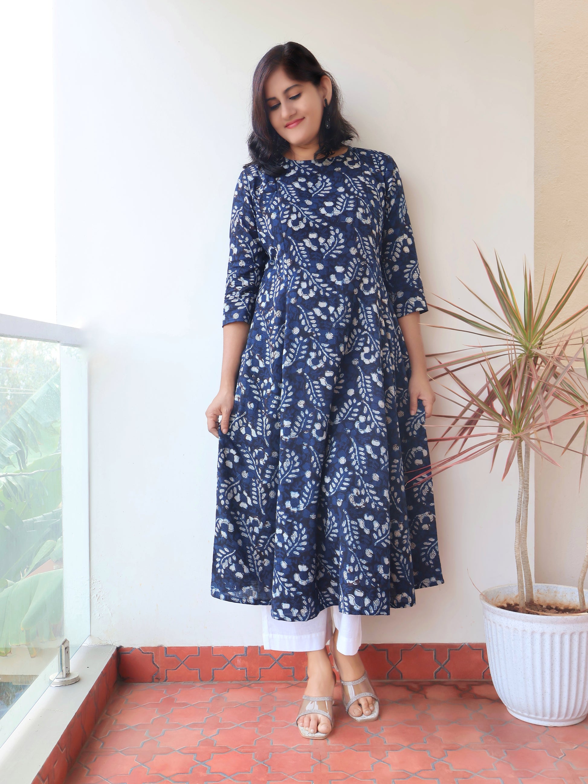 Blue Sapphire Jahota Hand Block Cotton Kurta