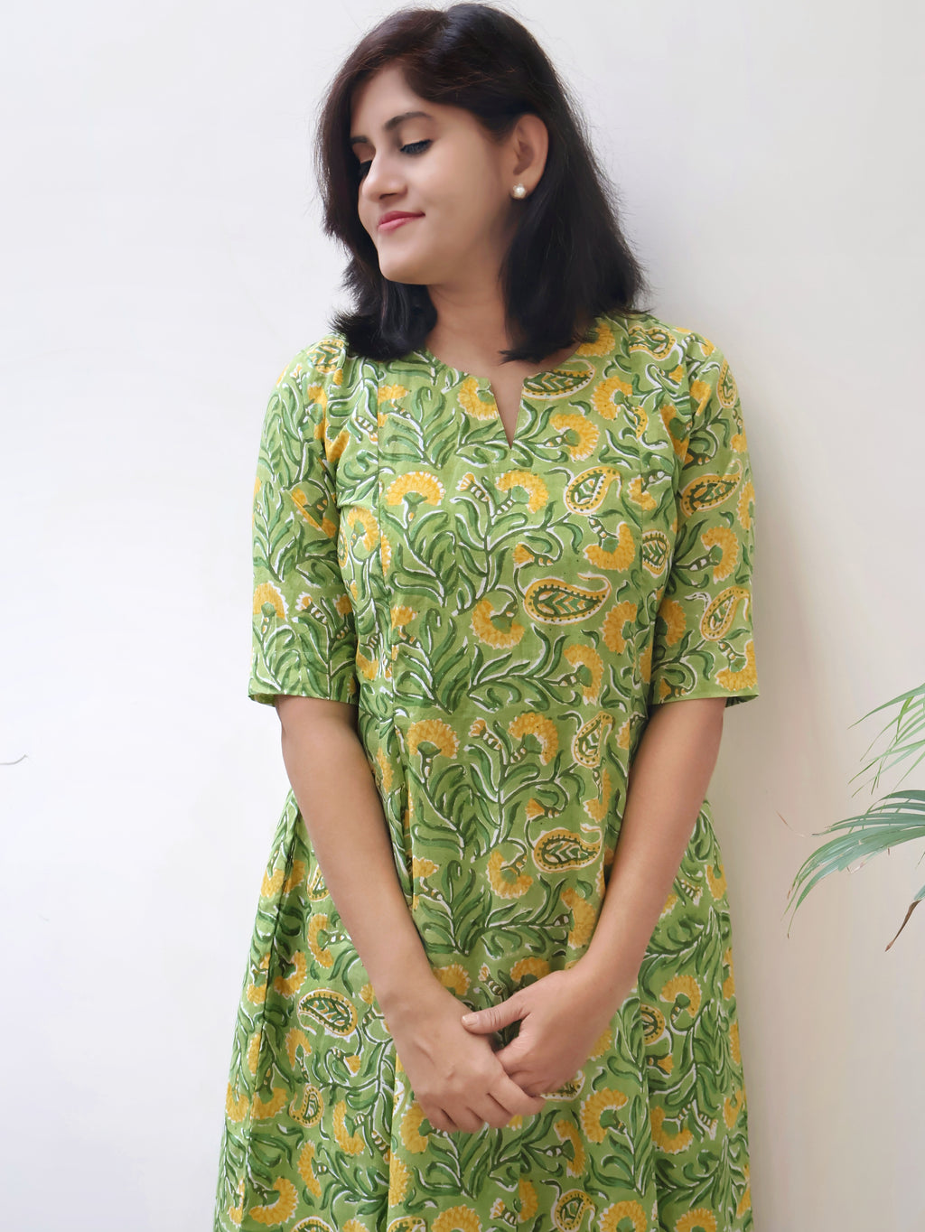 Pistachio Green Sanganeri Hand Block Cotton Kurta