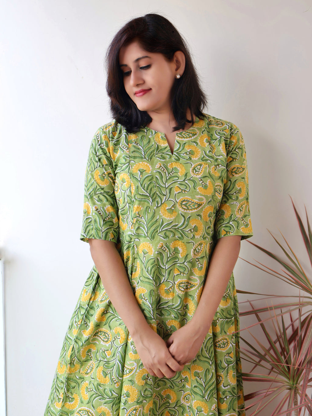 Pistachio Green Sanganeri Hand Block Cotton Kurta